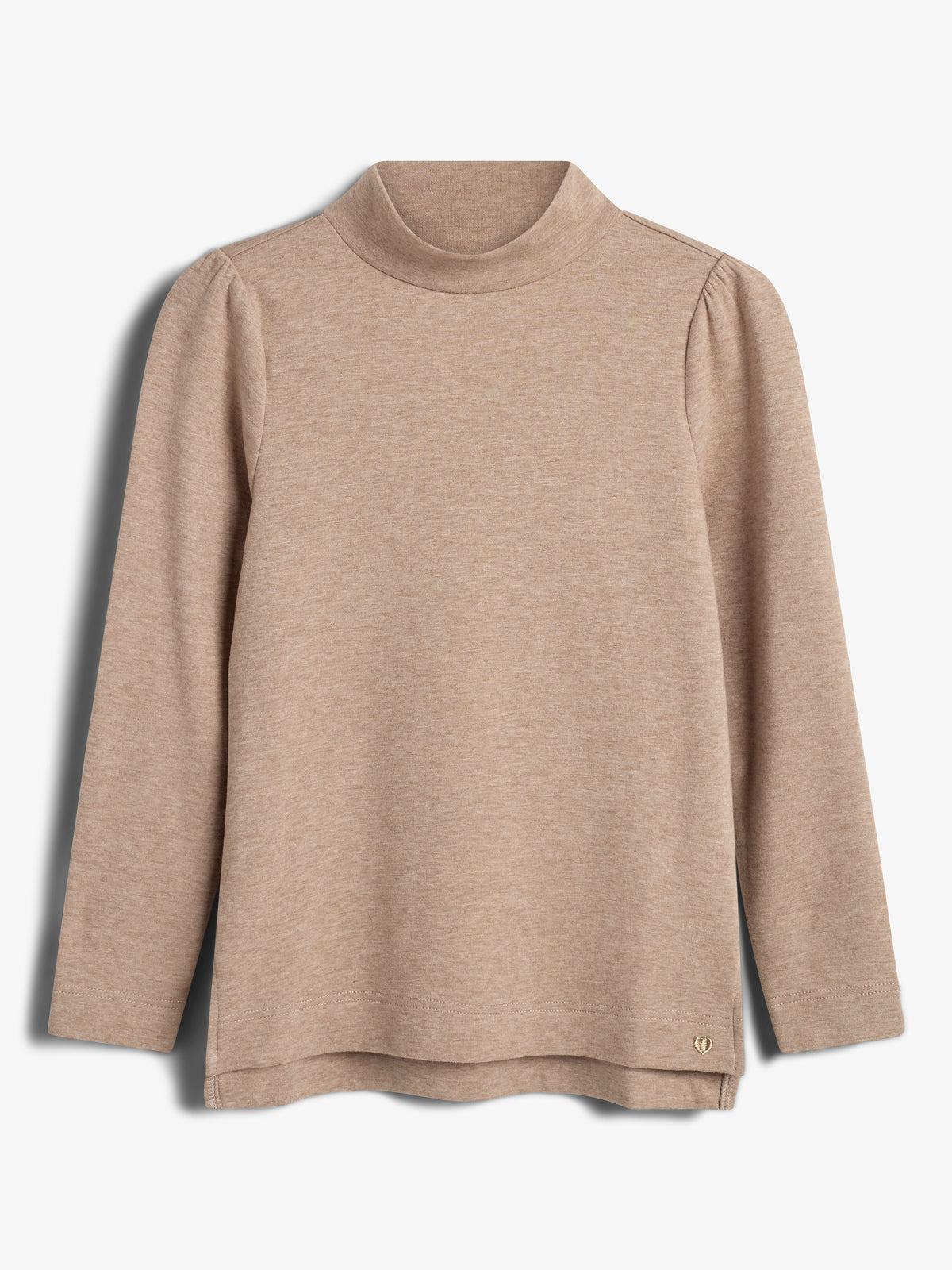 Bluse med T-hals i plysjersey - Tweens - Beige Melange