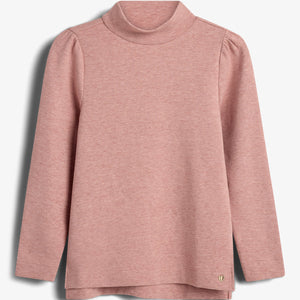 Bluse med T-hals i plysjersey - Tweens - Dusty Rose Melange
