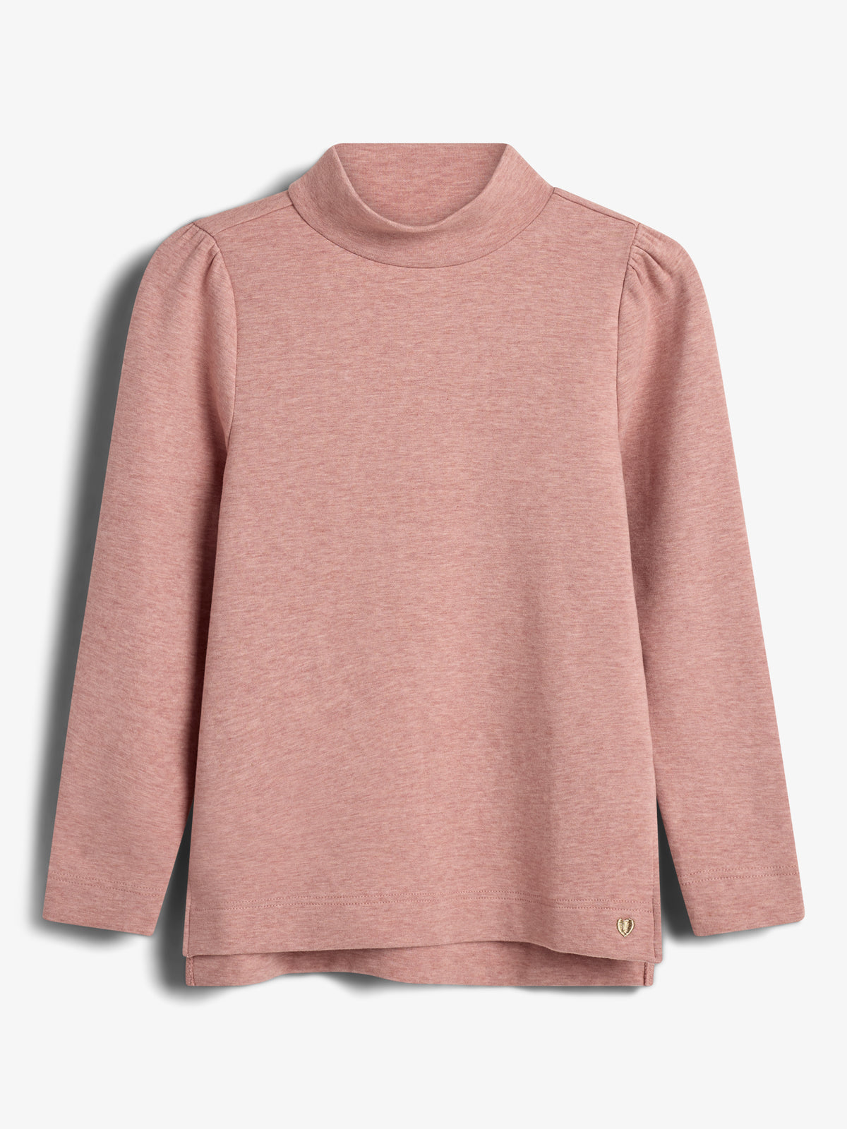Bluse med T-hals i plysjersey - Tweens - Dusty Rose Melange
