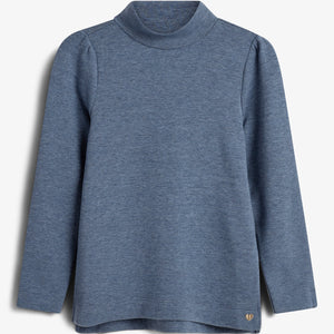 Bluse med T-hals i plysjersey - Tweens - Blue Melange