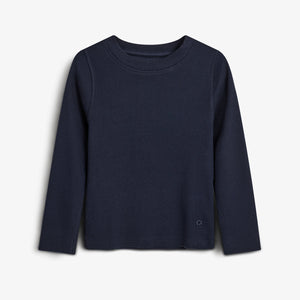 Langærmet Basic Rib T-shirt - Tweens - Navy