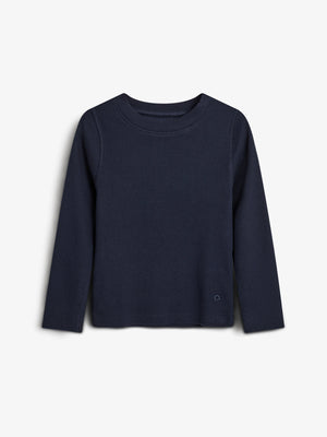 Langærmet Basic Rib T-shirt - Tweens - Navy