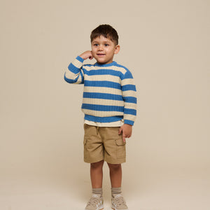 Stribet strik - Kids - Dusty Blue/Offwhite | 101283 Brady