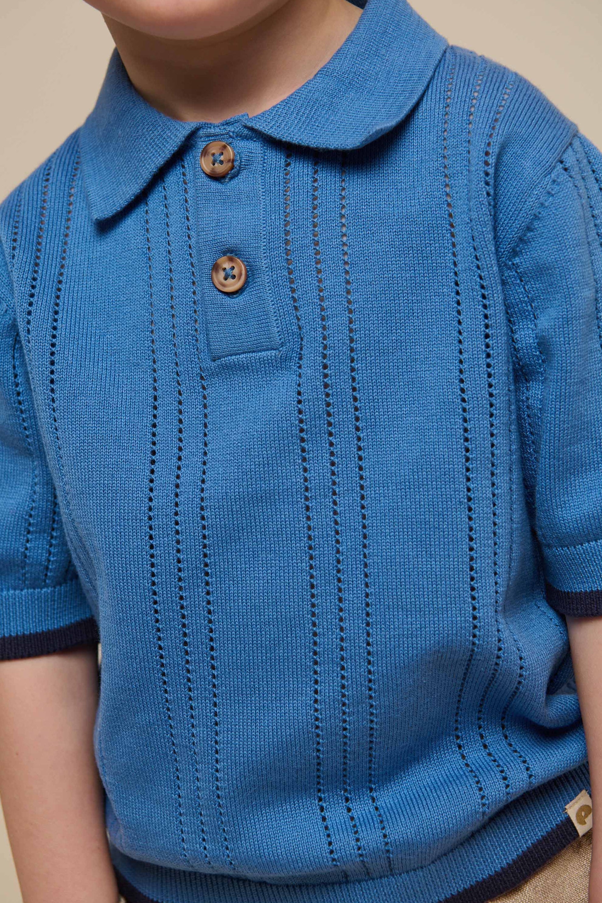 Strikket polo - Kids - Dusty Blue | 101243 Dylan