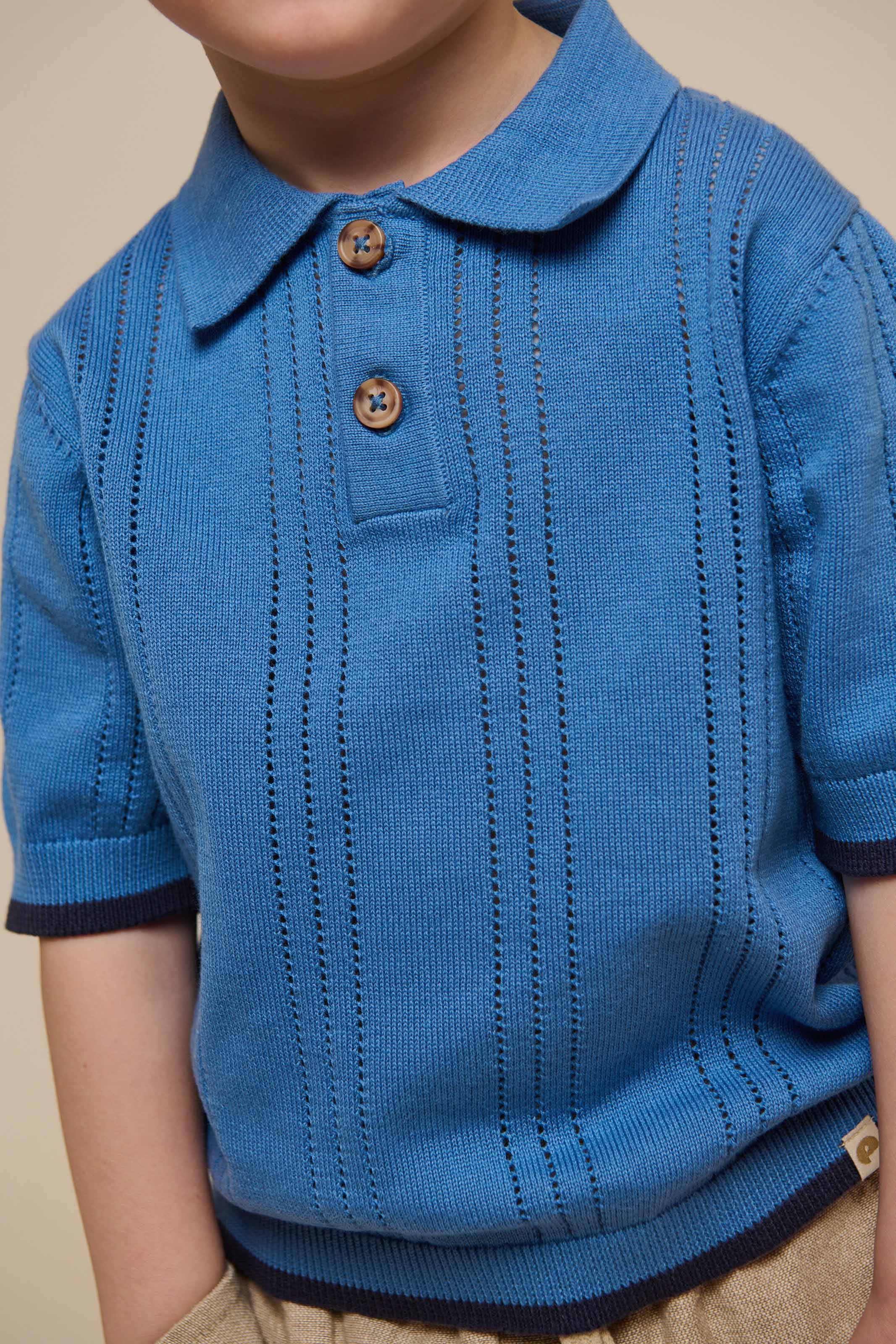 Strikket polo - Kids - Dusty Blue | 101243 Dylan