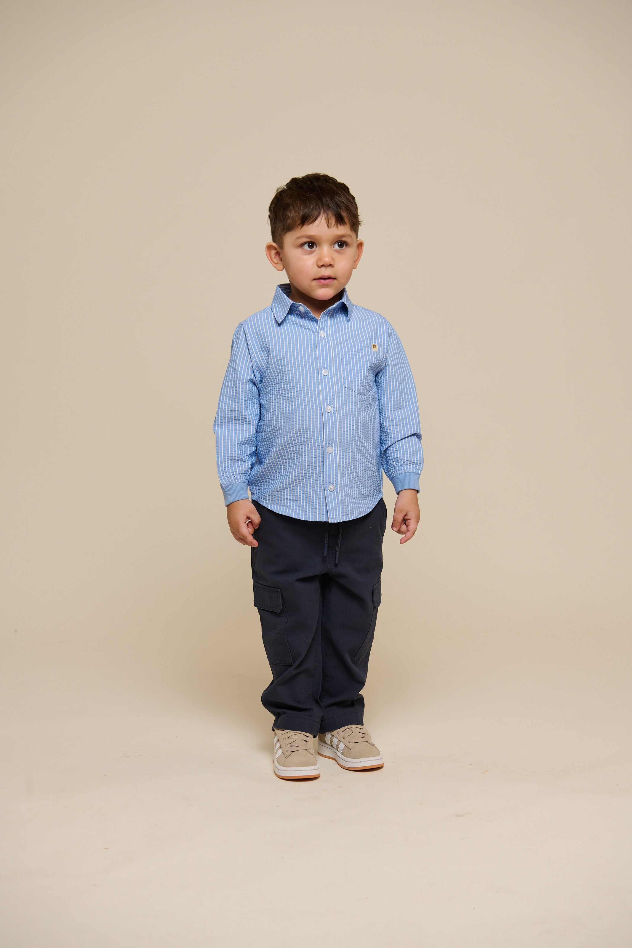 Stribet seersucker skjorte - Tween - Blue Stripe | 101347 Patrick