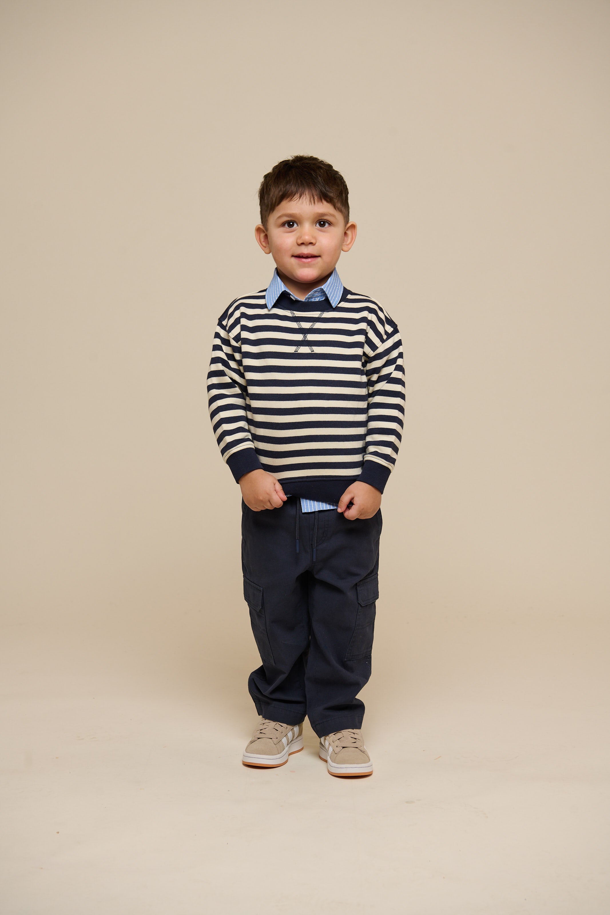Stribet crewneck sweatshirt - Kids - Navy Stripe | 101344 Cole