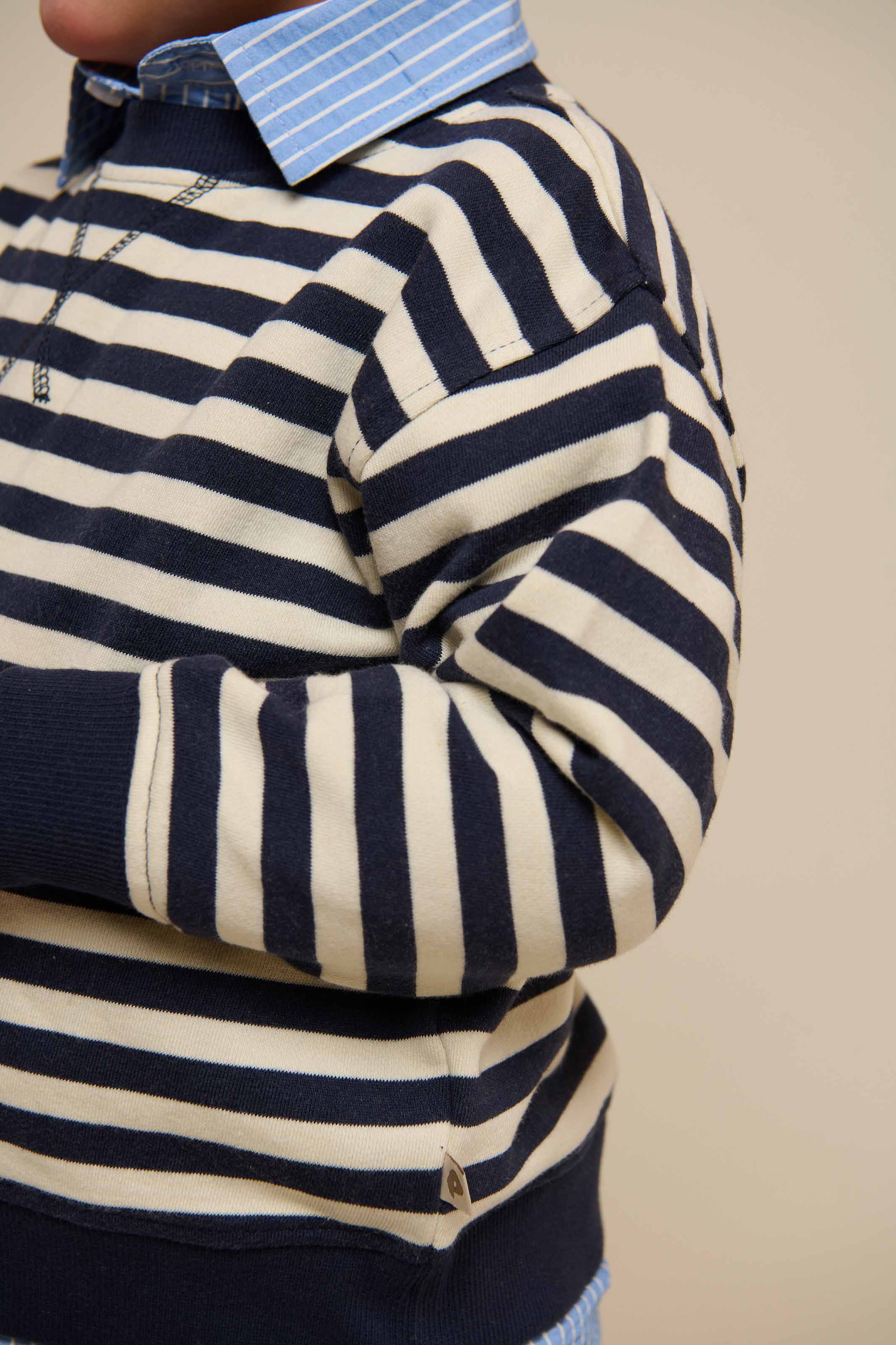 Stribet crewneck sweatshirt - Kids - Navy Stripe | 101344 Cole