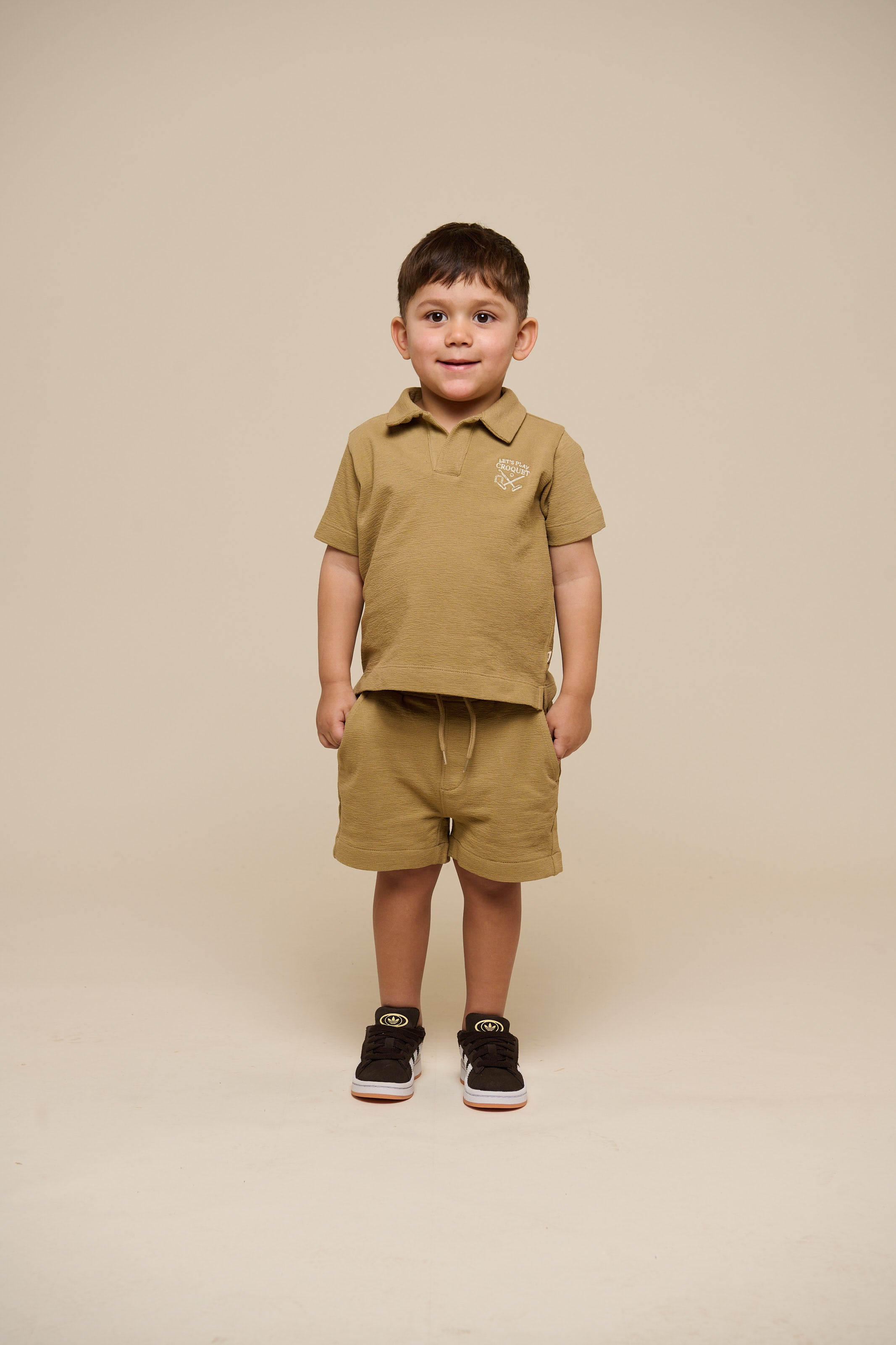 Polo T-shirt i jersey med struktur - Kids - Khaki | 101217 Sonny