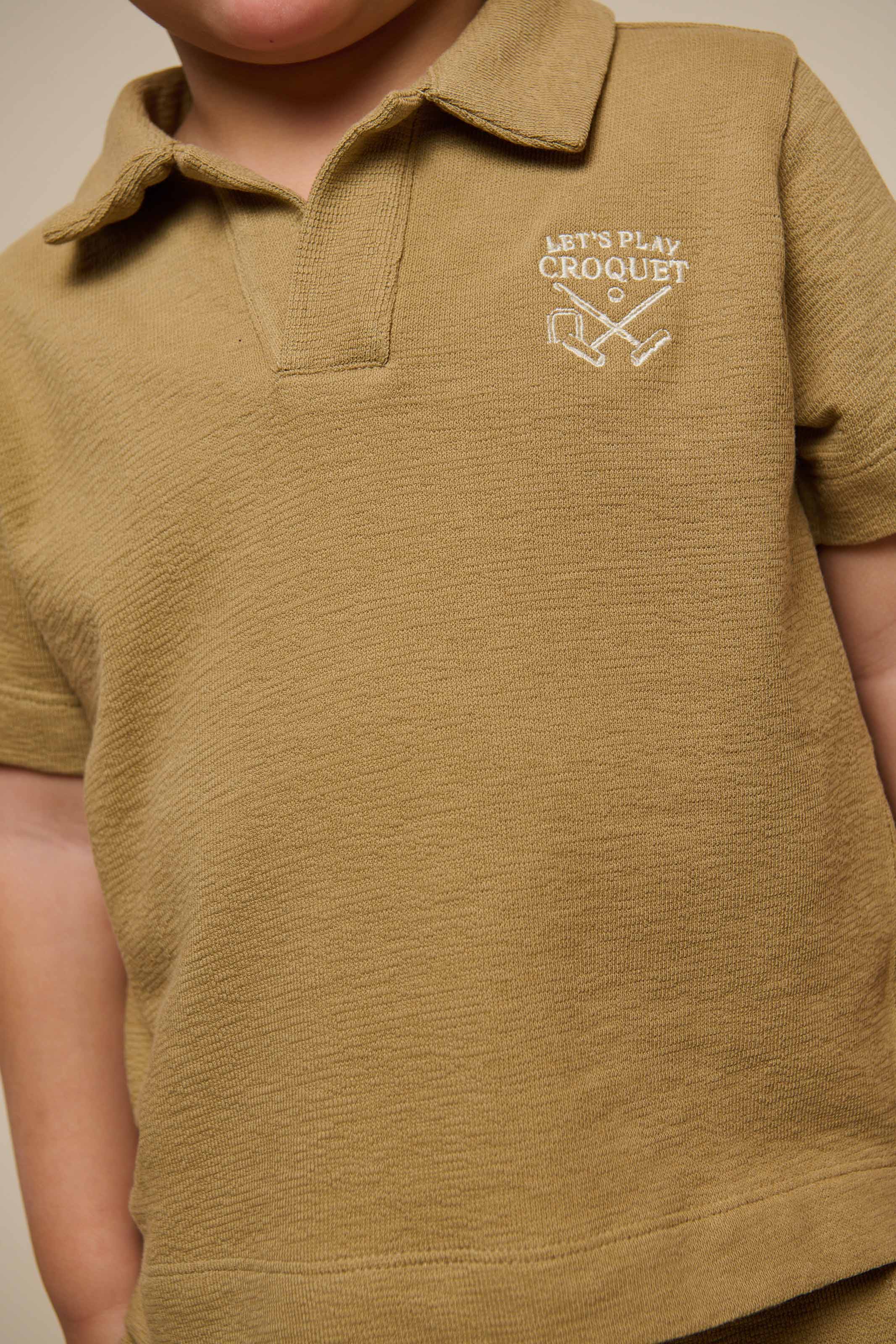 Polo T-shirt i jersey med struktur - Kids - Khaki | 101217 Sonny