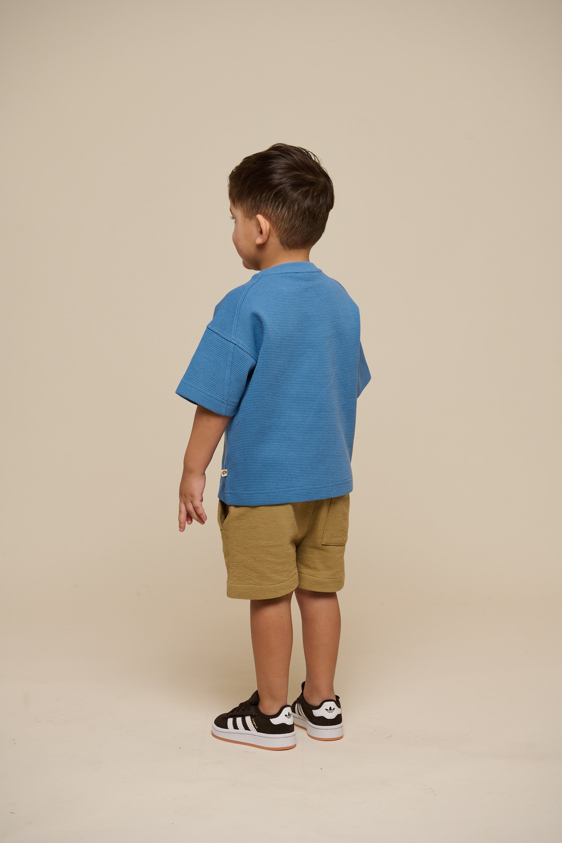 Vaffelstrikket T-shirt - Kids - Dusty Blue | 101150 Evan