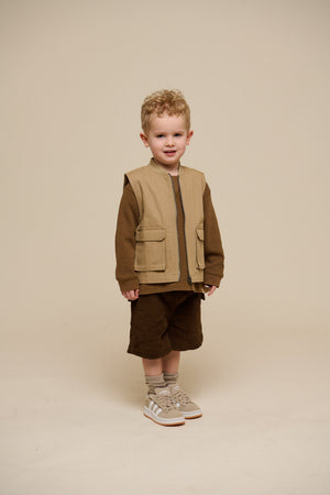 Langærmet T-shirt med struktur - Kids - Coffee | 100705 Malthe