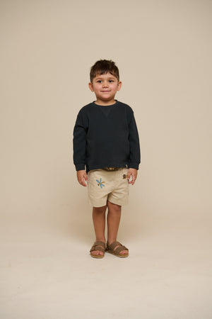 Langærmet T-shirt med struktur - Kids - Forest Green | 100707 Malthe