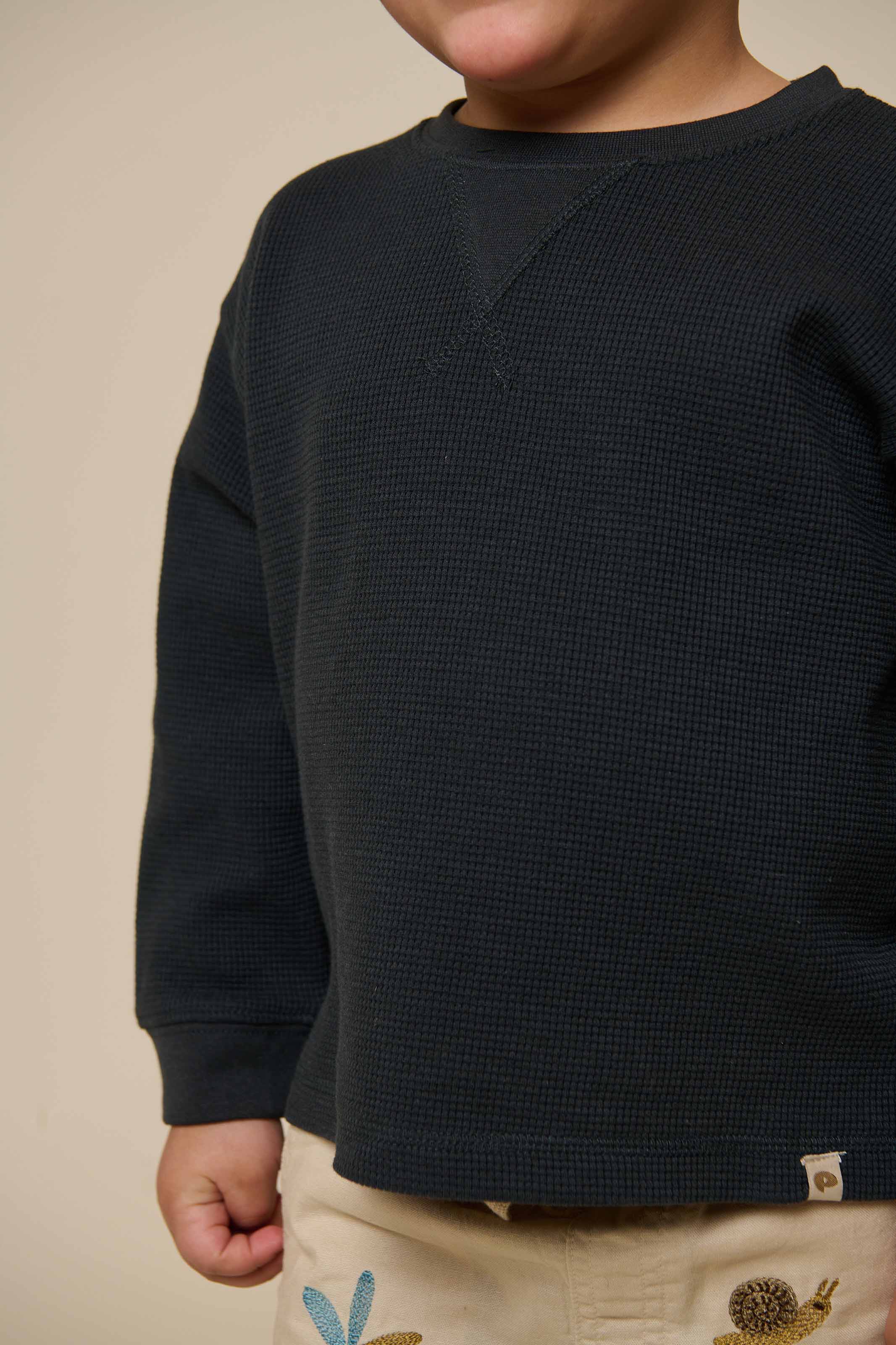 Langærmet T-shirt med struktur - Kids - Forest Green | 100707 Malthe