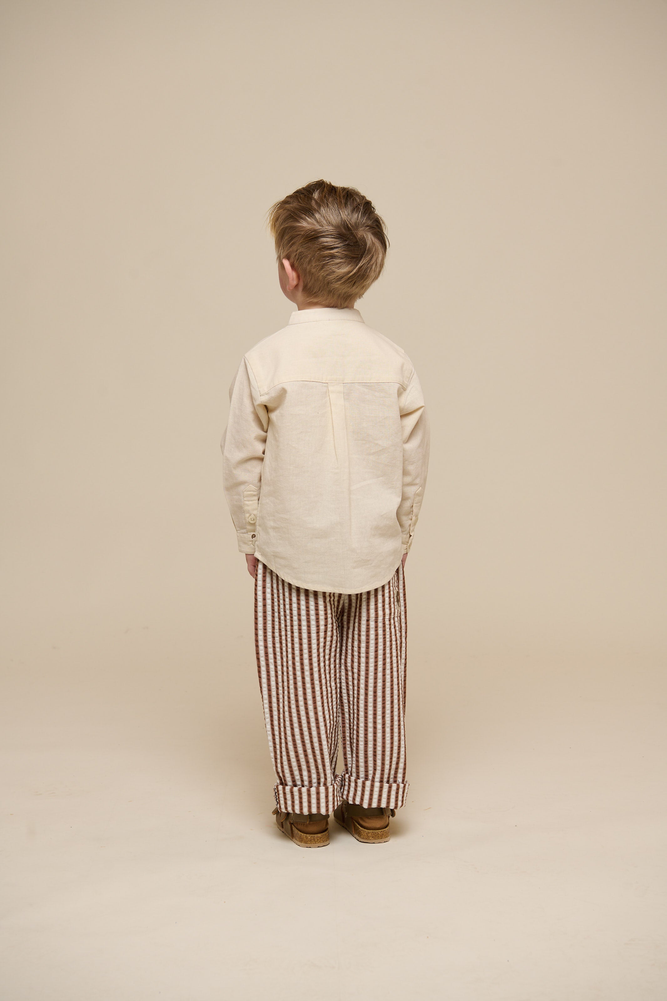 Stribede seersucker bukser - Kids - Brown | 101189 Frank
