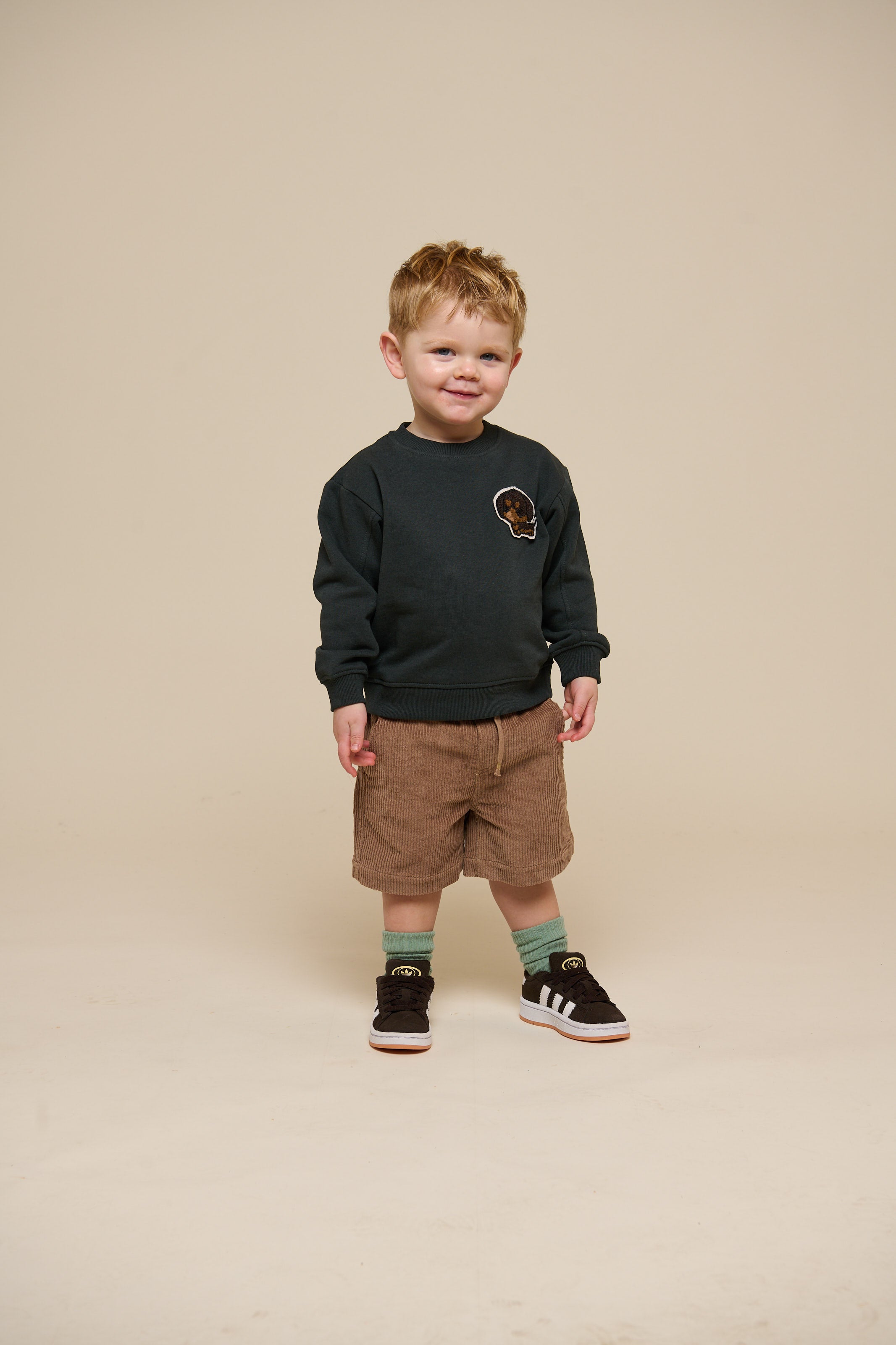 Pull-on fløjlsshorts - Kids - Khaki | 101102 Tobias
