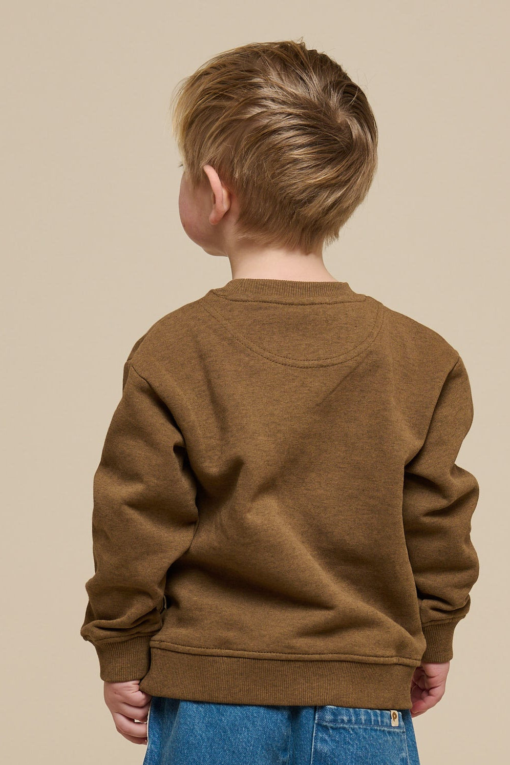 Sweatshirt med rund hals - Kids - Coffe Melange | 100890 Justin