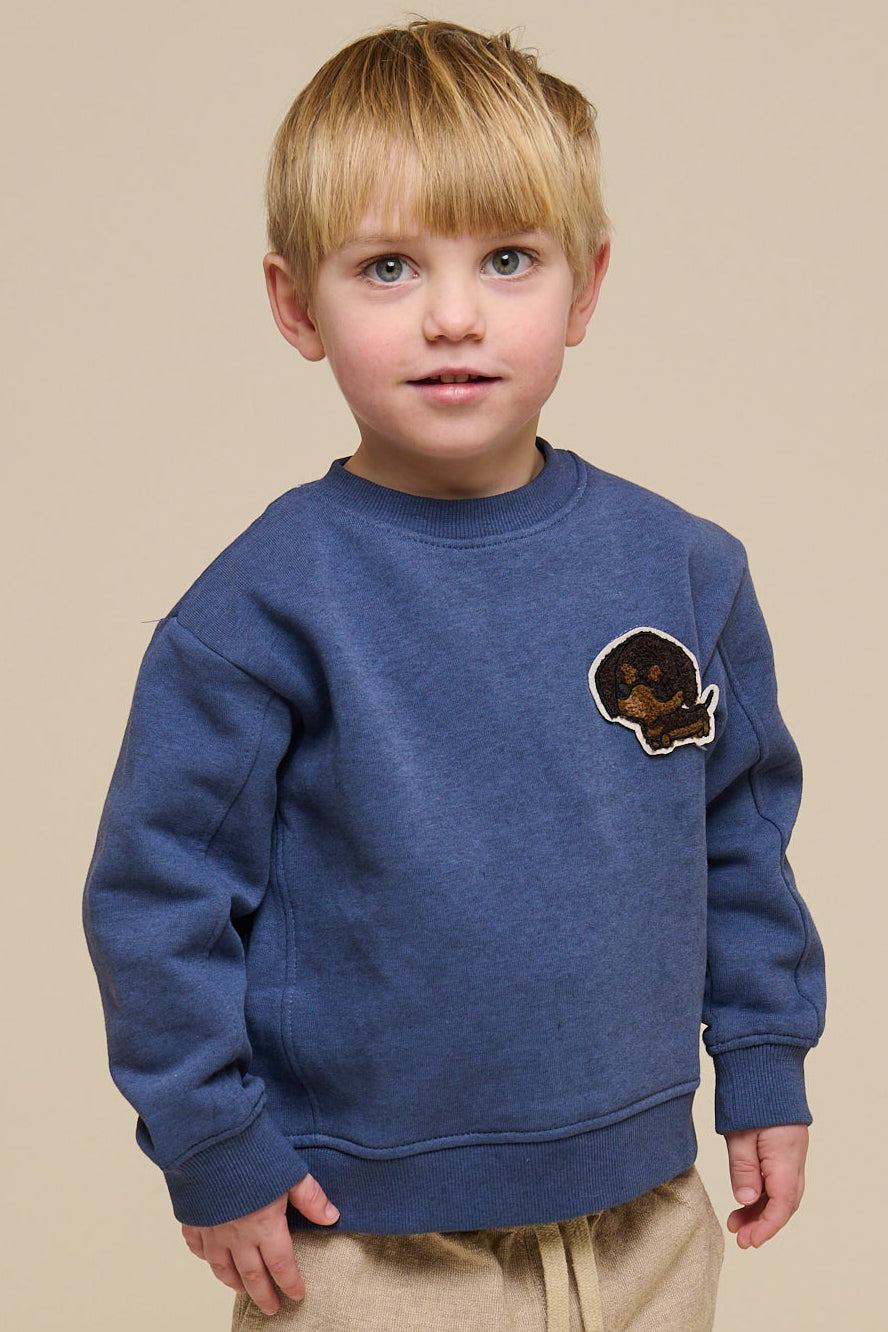 Sweatshirt med rund hals - Kids - Indigo Blue Melange | 100888 Justin