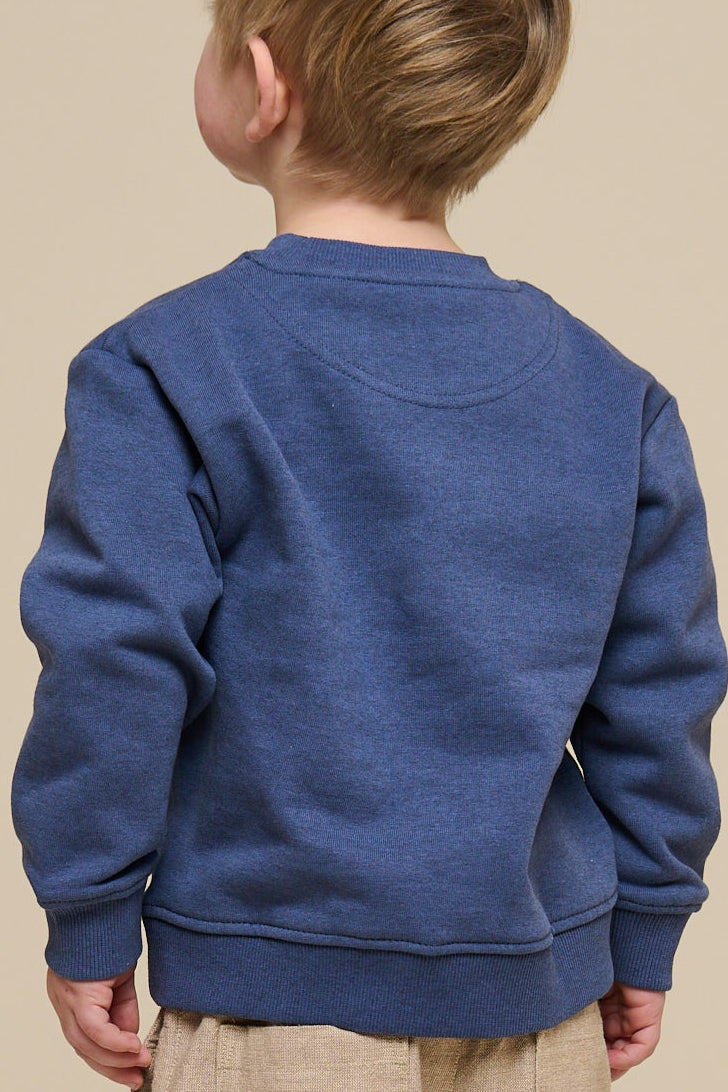Sweatshirt med rund hals - Kids - Indigo Blue Melange | 100888 Justin