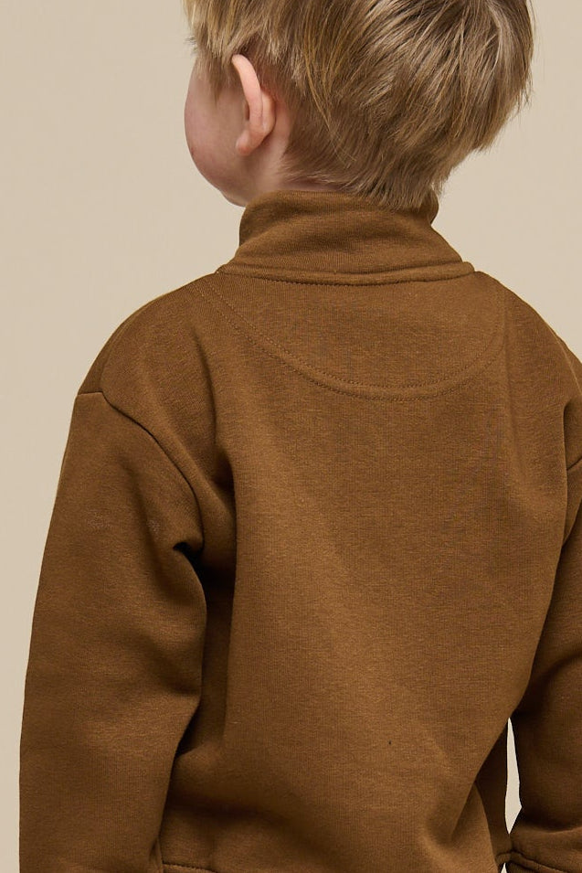 Sweatshirt med kort lynlås - Kids - Coffee | 100808 Tristan