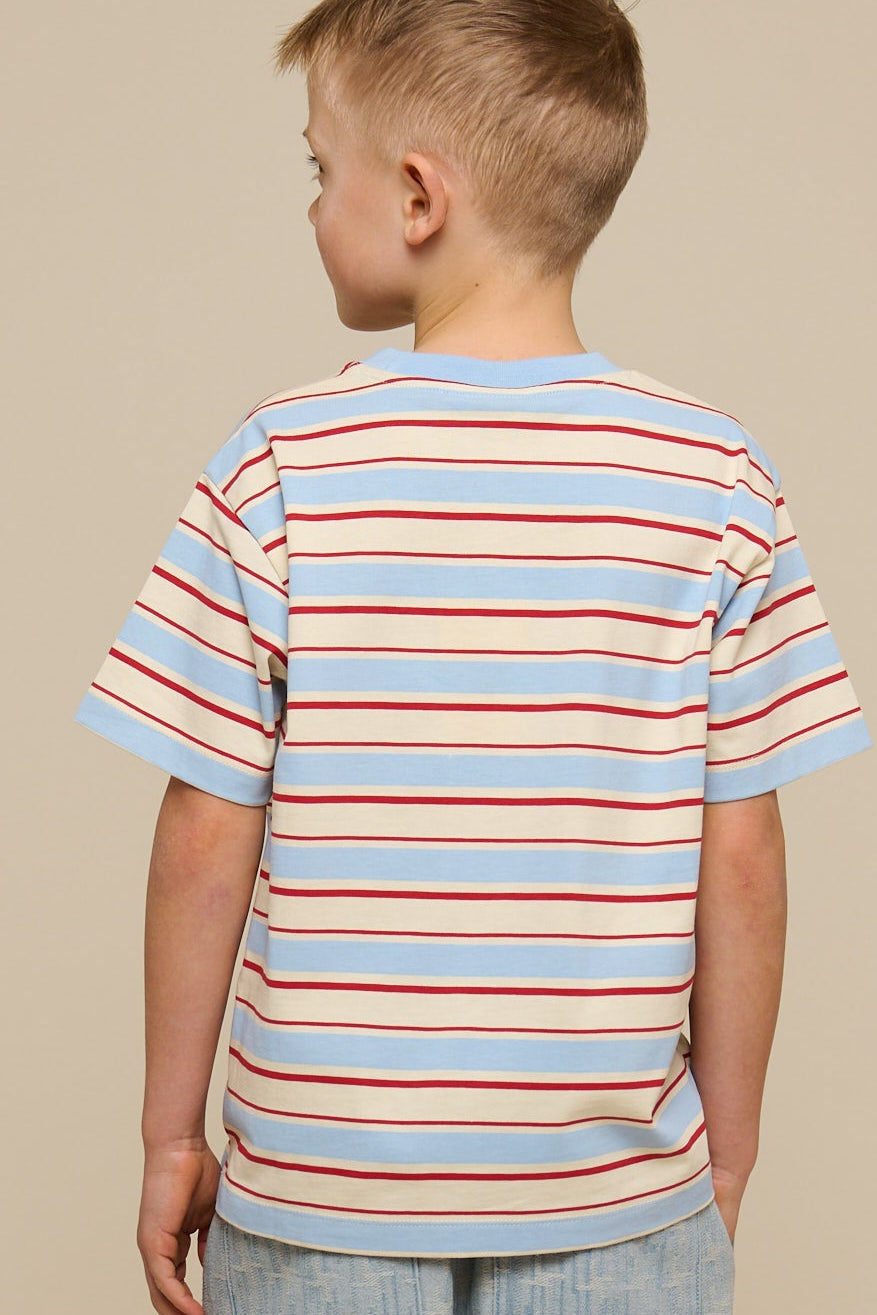 Retro stribet T-shirt - Tween - Powder Blue | 101276 Steven
