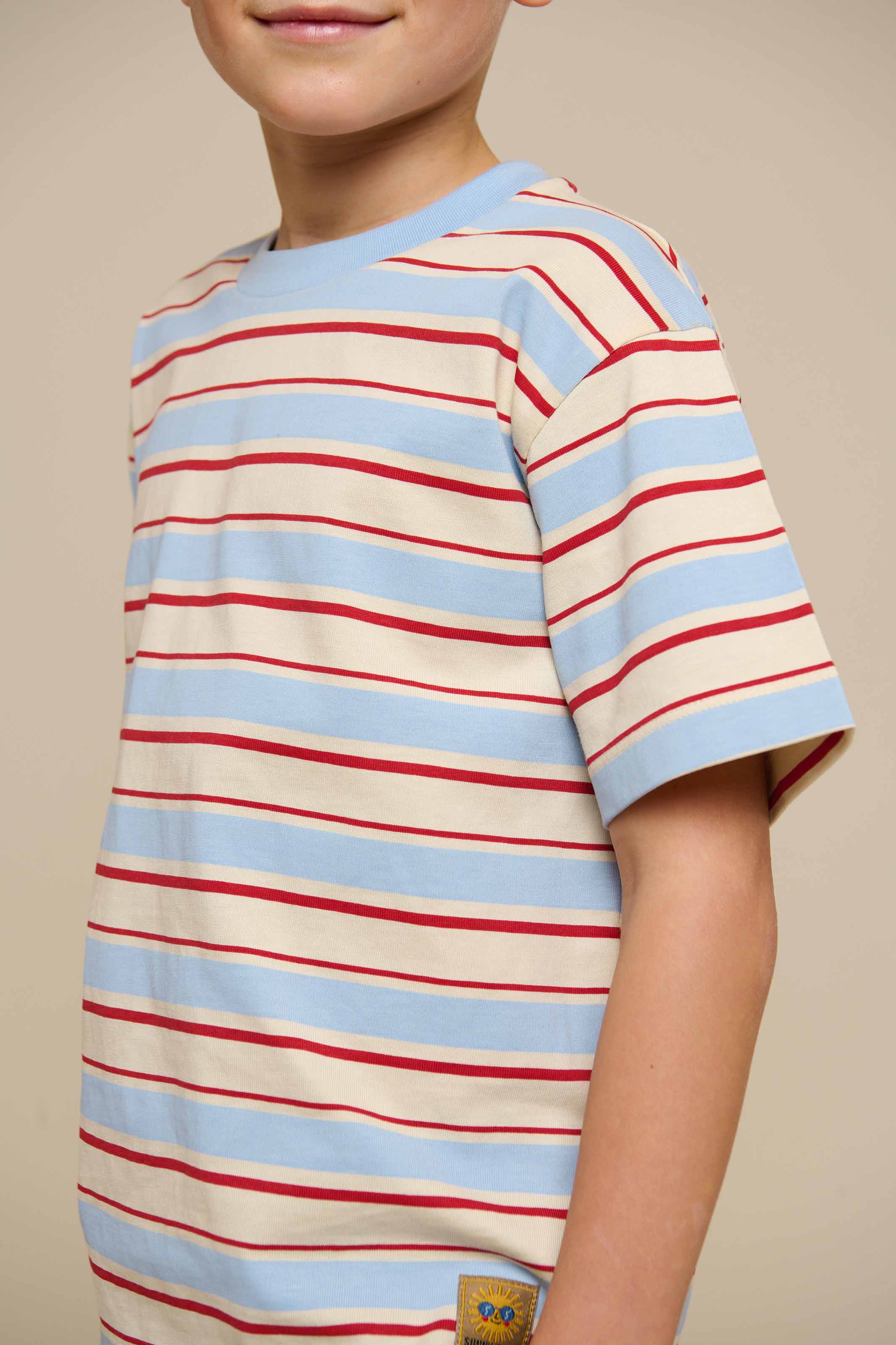 Retro stribet T-shirt - Tween - Powder Blue | 101276 Steven