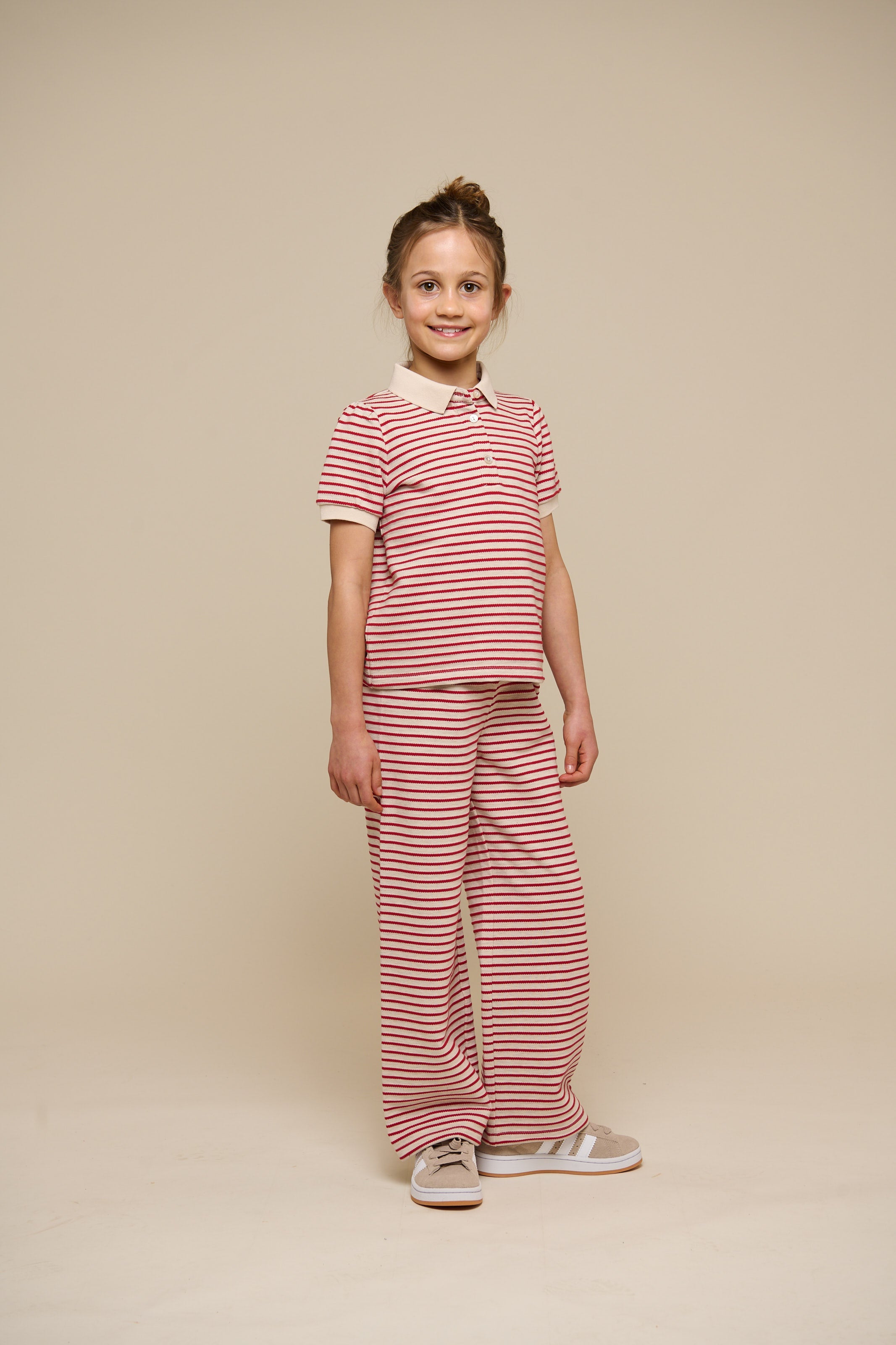 Stribede jersey bukser med vide ben - Tween - Cherry Red | 100996 Emmie