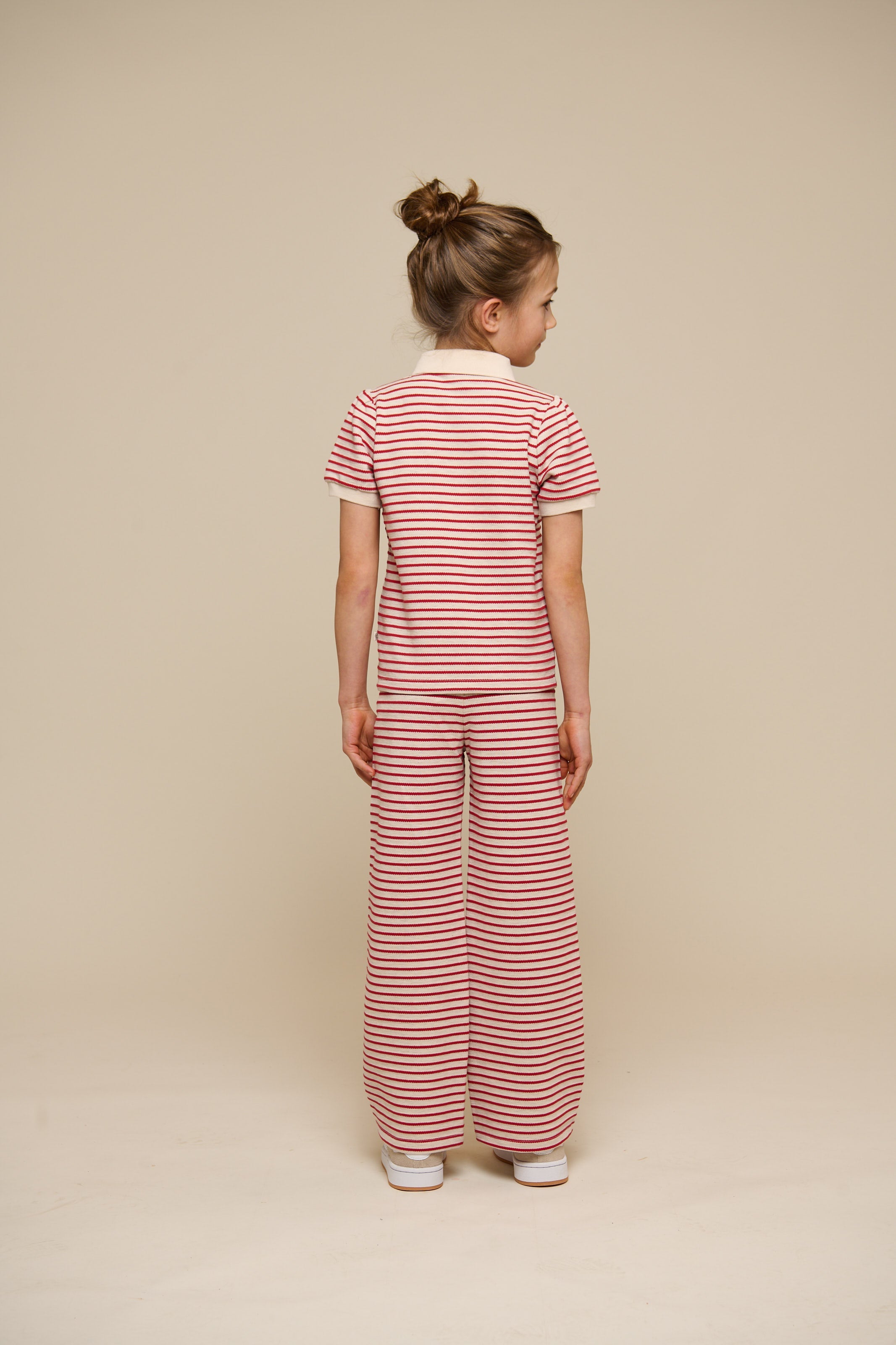 Stribede jersey bukser med vide ben - Tween - Cherry Red | 100996 Emmie