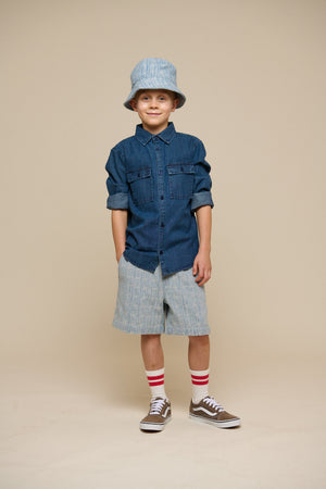 Denimskjorte- Kids - Mørkeblå Denim | 100176 Delhi