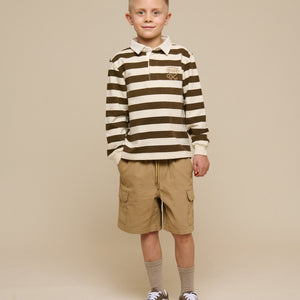 Stribet polo sweatshirt - Tween - Dark Brown/Offwhite | 101398 Marco