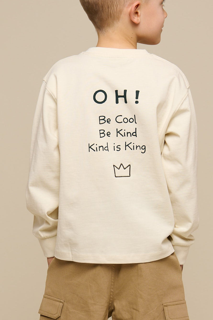 Oversize langærmet T-shirt - Tween - Off White | 100853 August