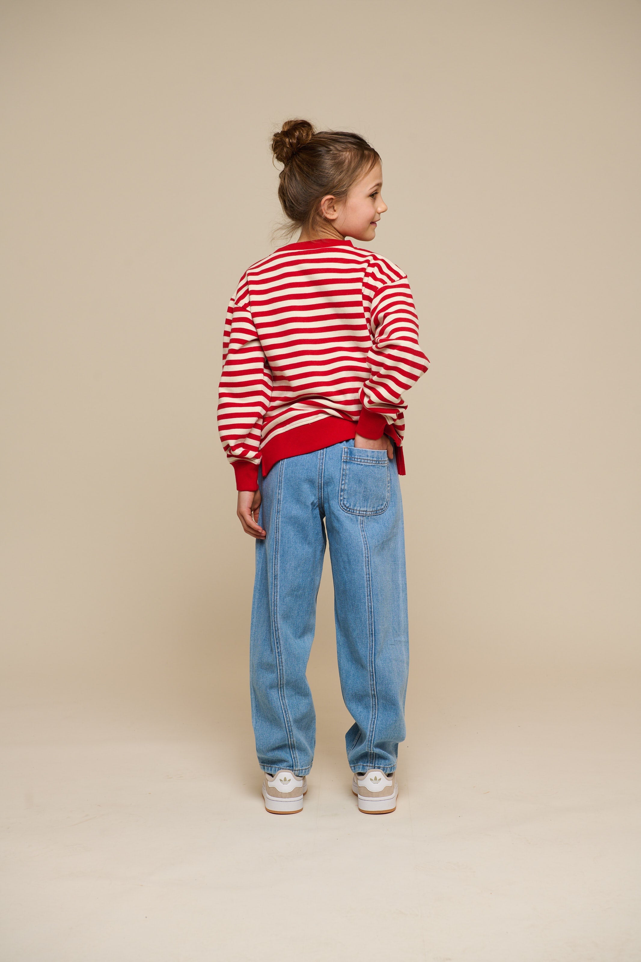 Stribet crewneck sweatshirt - Tween - Cherry Red Stripe | 101343 Daniella
