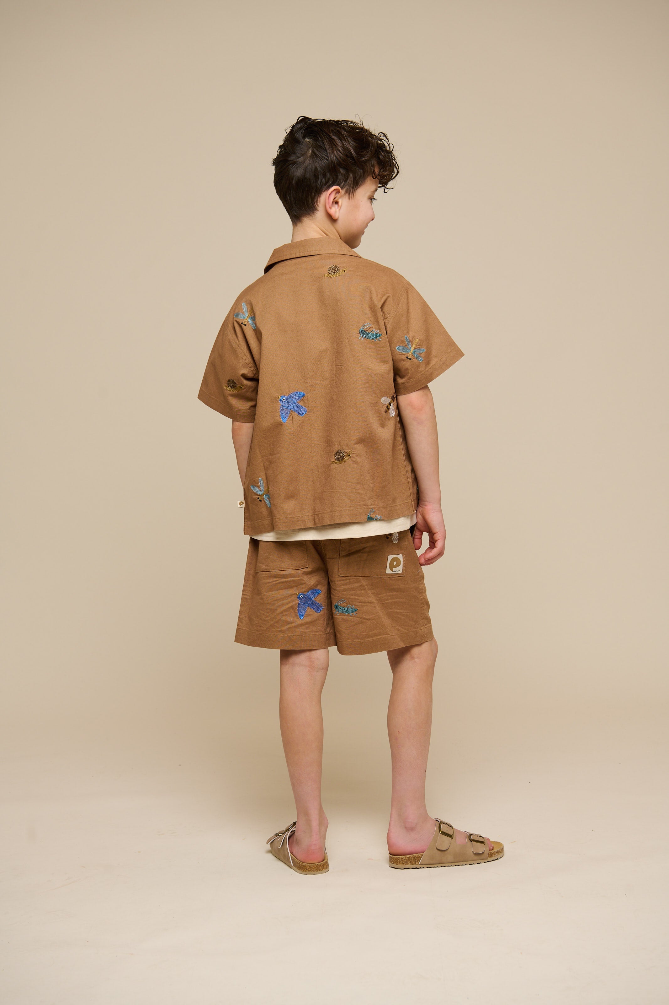 Broderet kortærmet bomuldsskjorte - Tween - Coconut | 101097 Erik