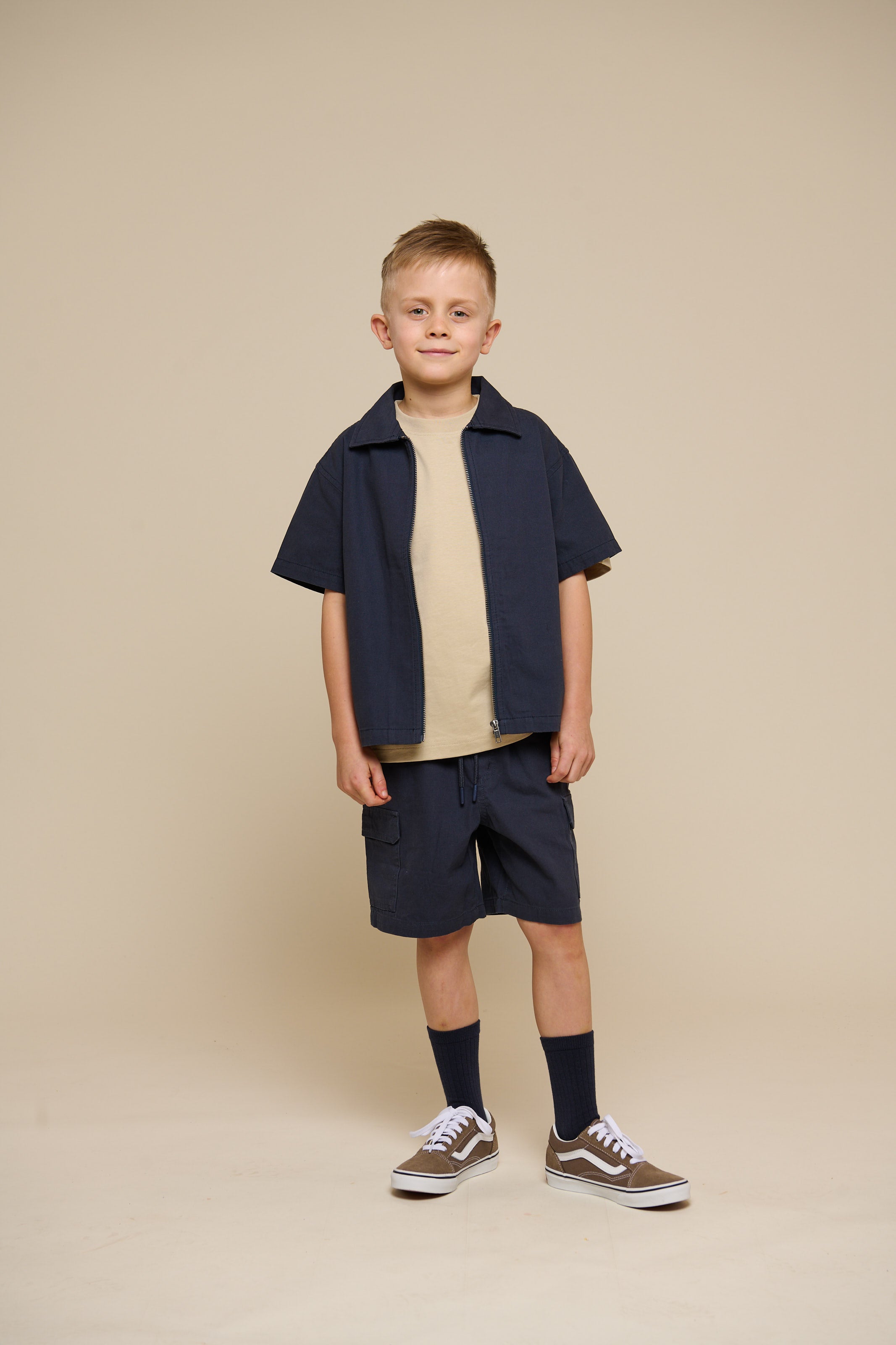 Canvas skjortejakke med lynlås - Kids - Navy | 101126 Isack