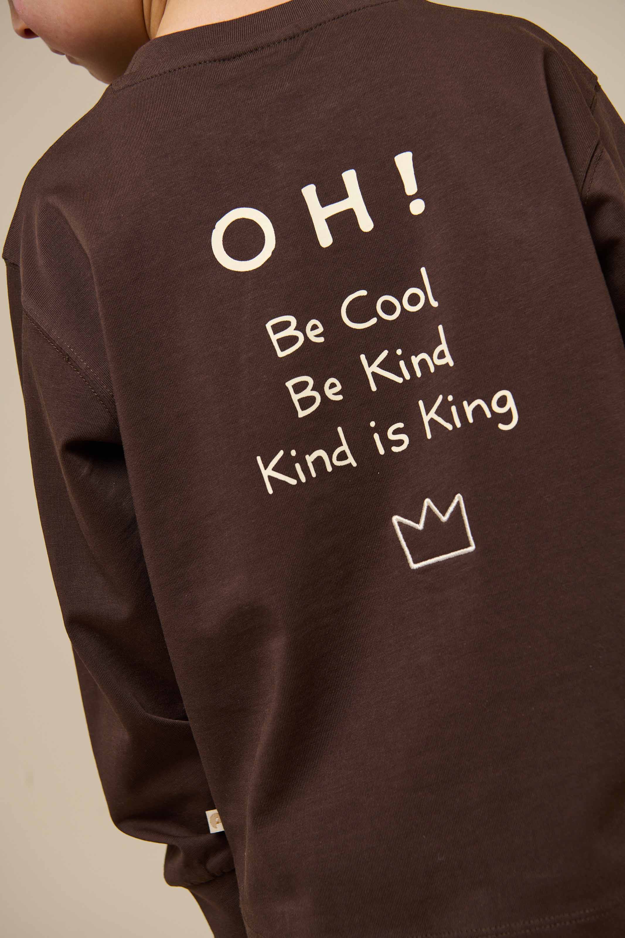 Oversize langærmet T-shirt - Tween - Chocolate | 100852 August