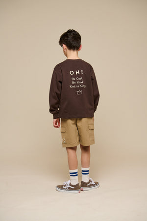 Oversize langærmet T-shirt - Tween - Chocolate | 100852 August