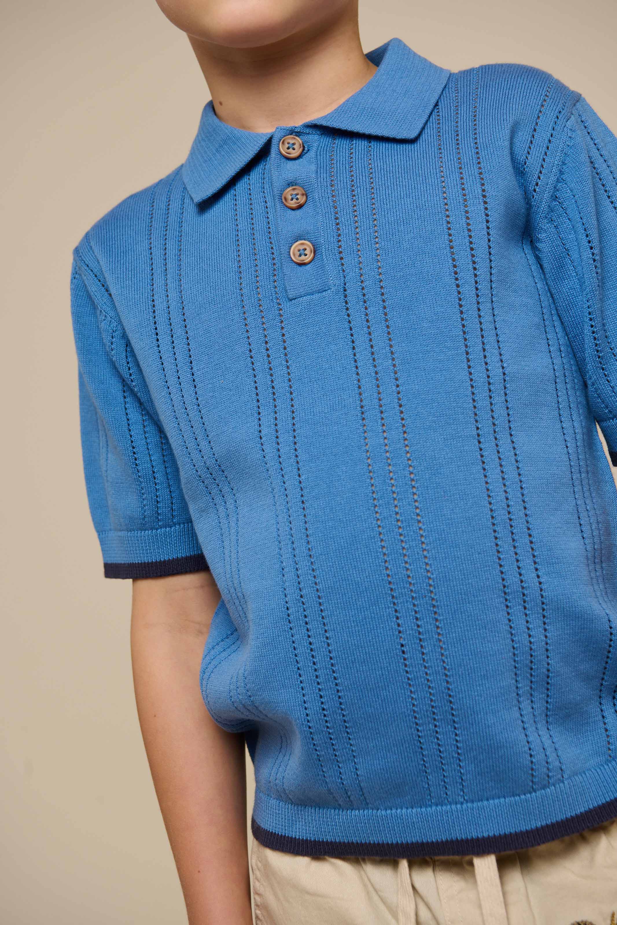 Strikket polo - Tween - Dusty Blue | 101244 Dylan