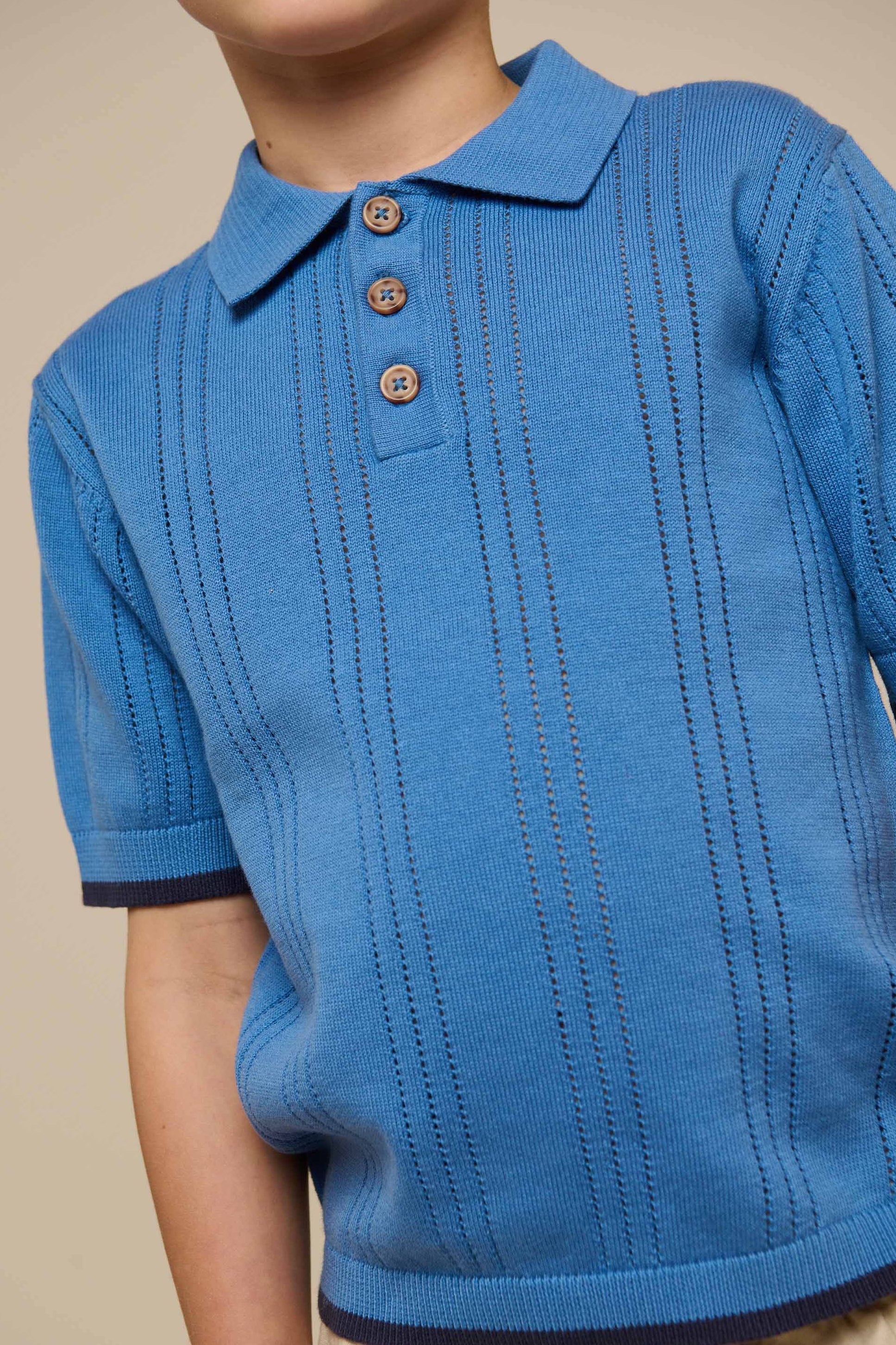 Strikket polo - Tween - Dusty Blue | 101244 Dylan