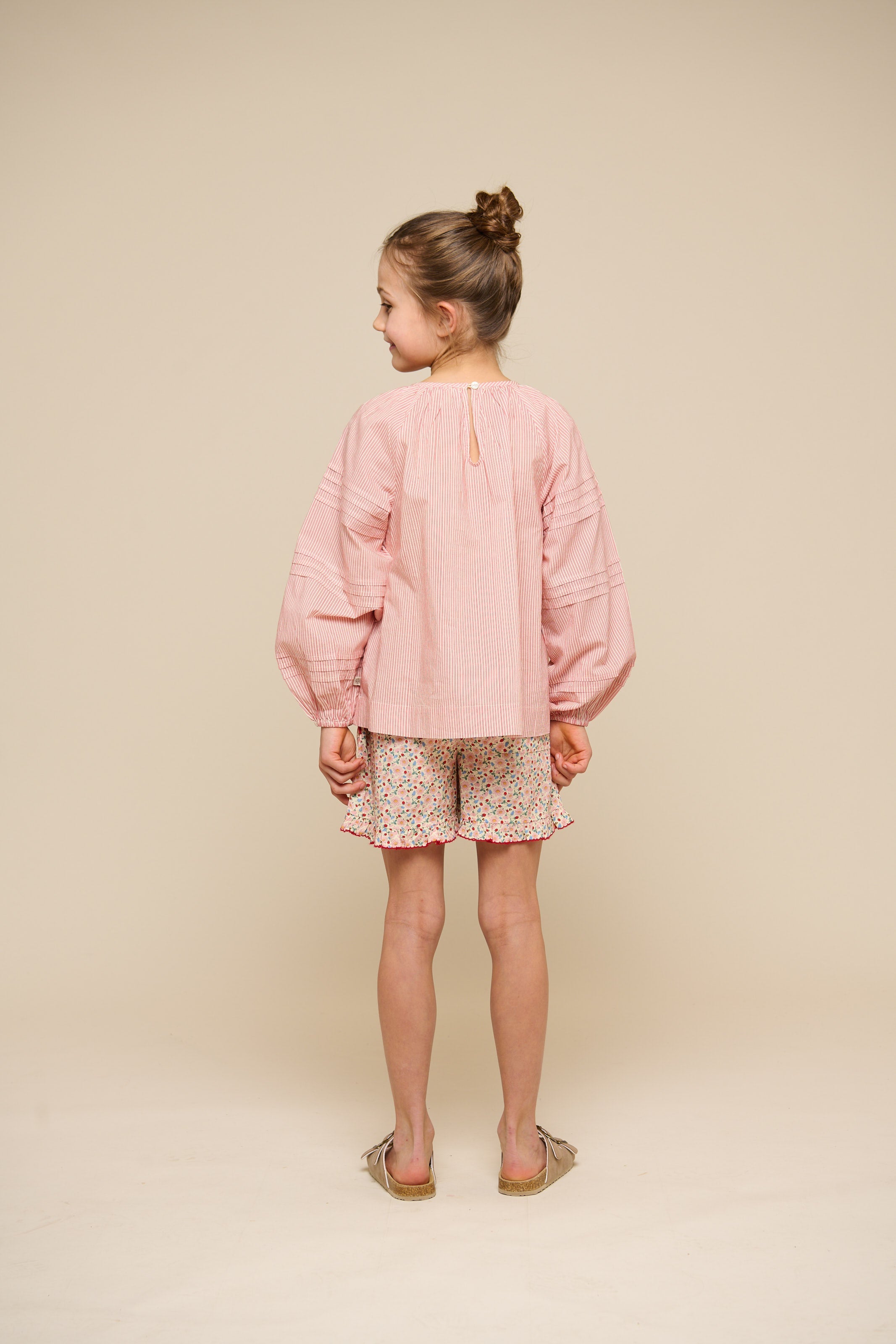 Langærmet stribet bluse - Tween - Offwhite/Cherry Red | 100991 Willa