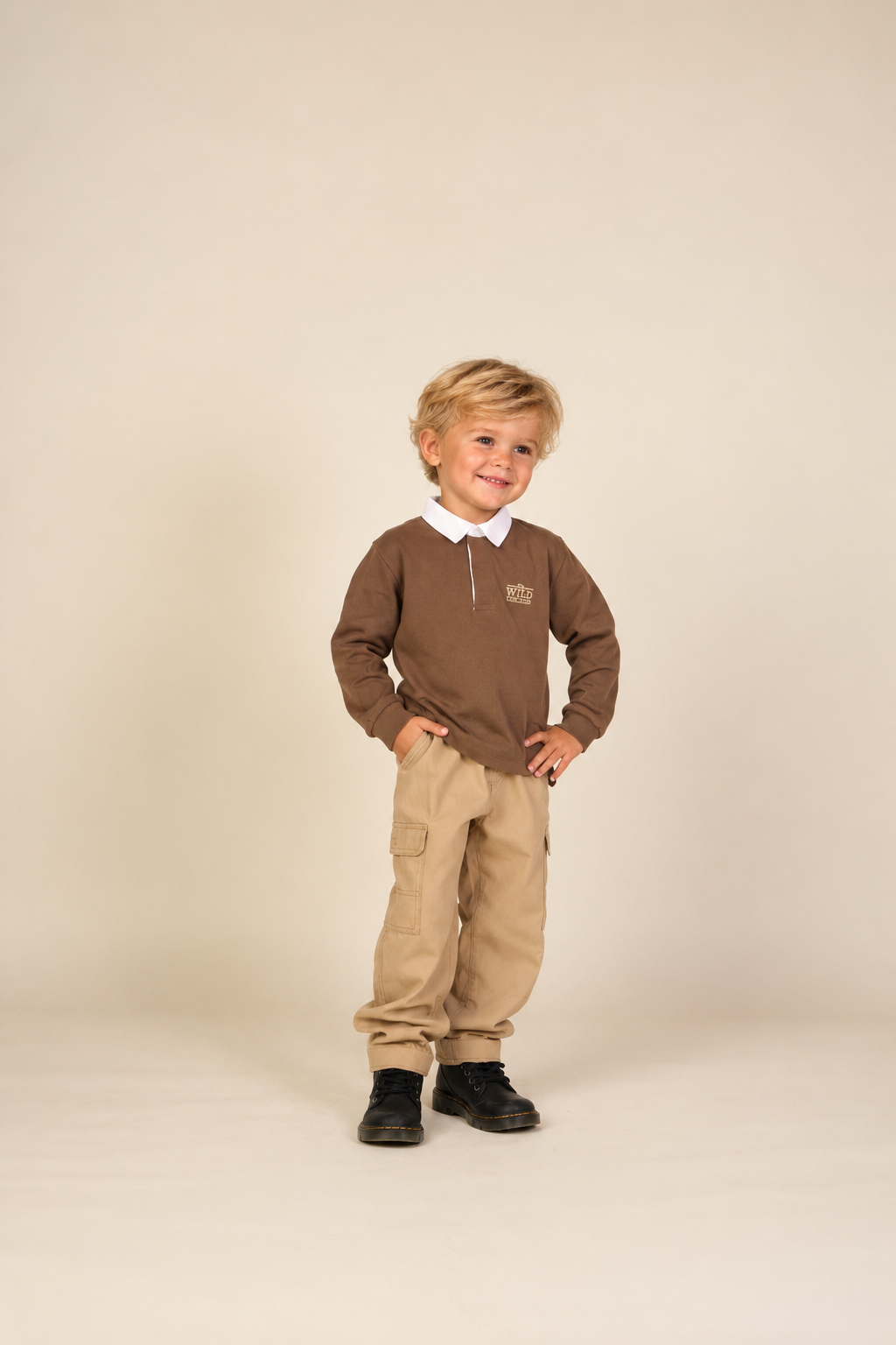 Langærmet jerseypolo Kids - Dark Brown | 101693 Ruben