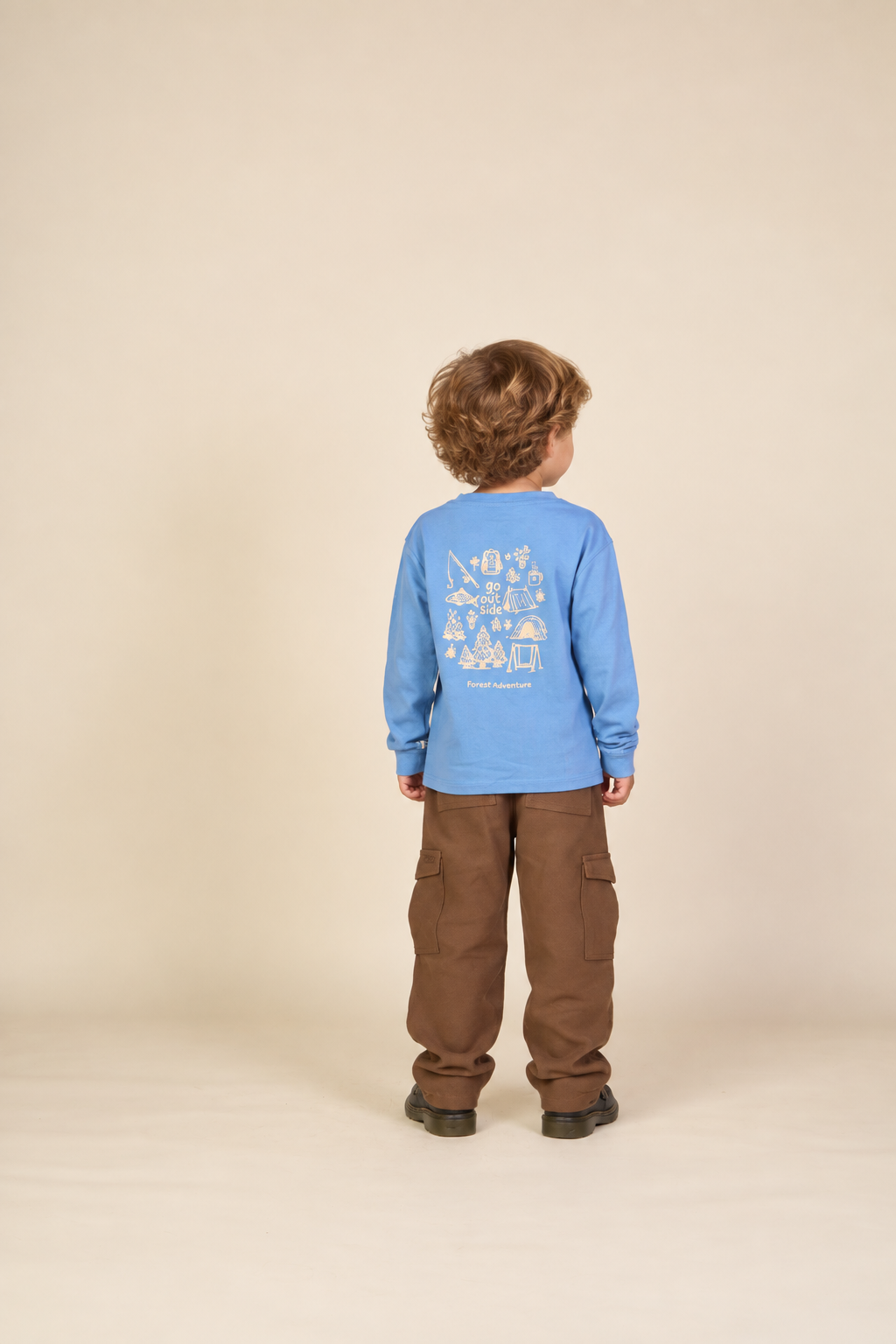 Langærmet T-shirt med rygprint Kids - Dusty Blue | 101707 Weston