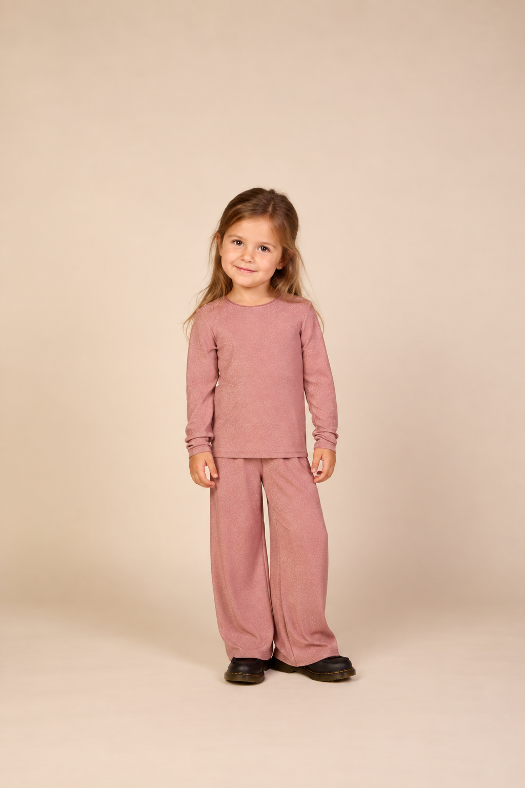 Langærmet T-shirt med lurex Kids - Dusty Rose | 101665 Helen