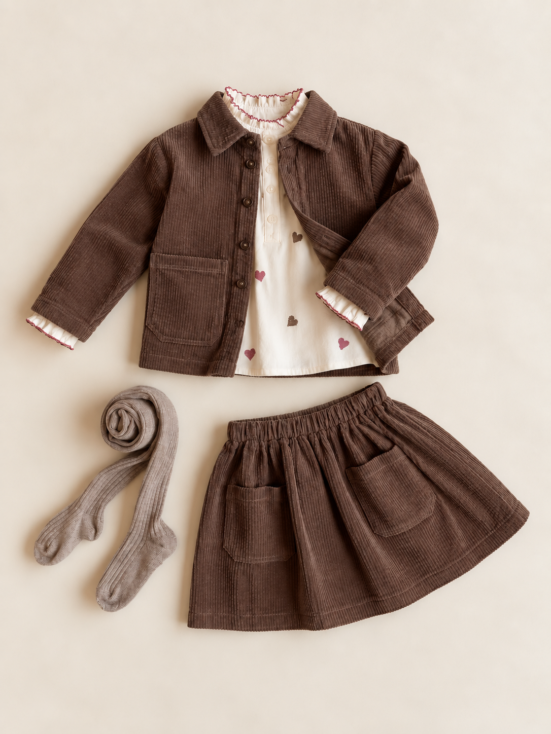 Fløjls-overshirt med store lommer Kids - Brown | 101681 Greta