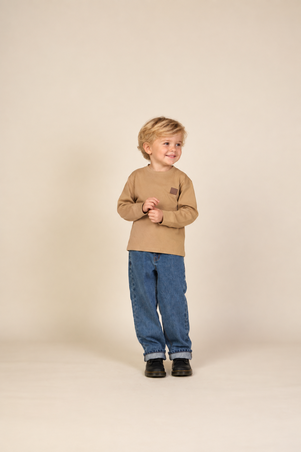 Langærmet T-shirt Kids - Khaki | 101703 Kobe
