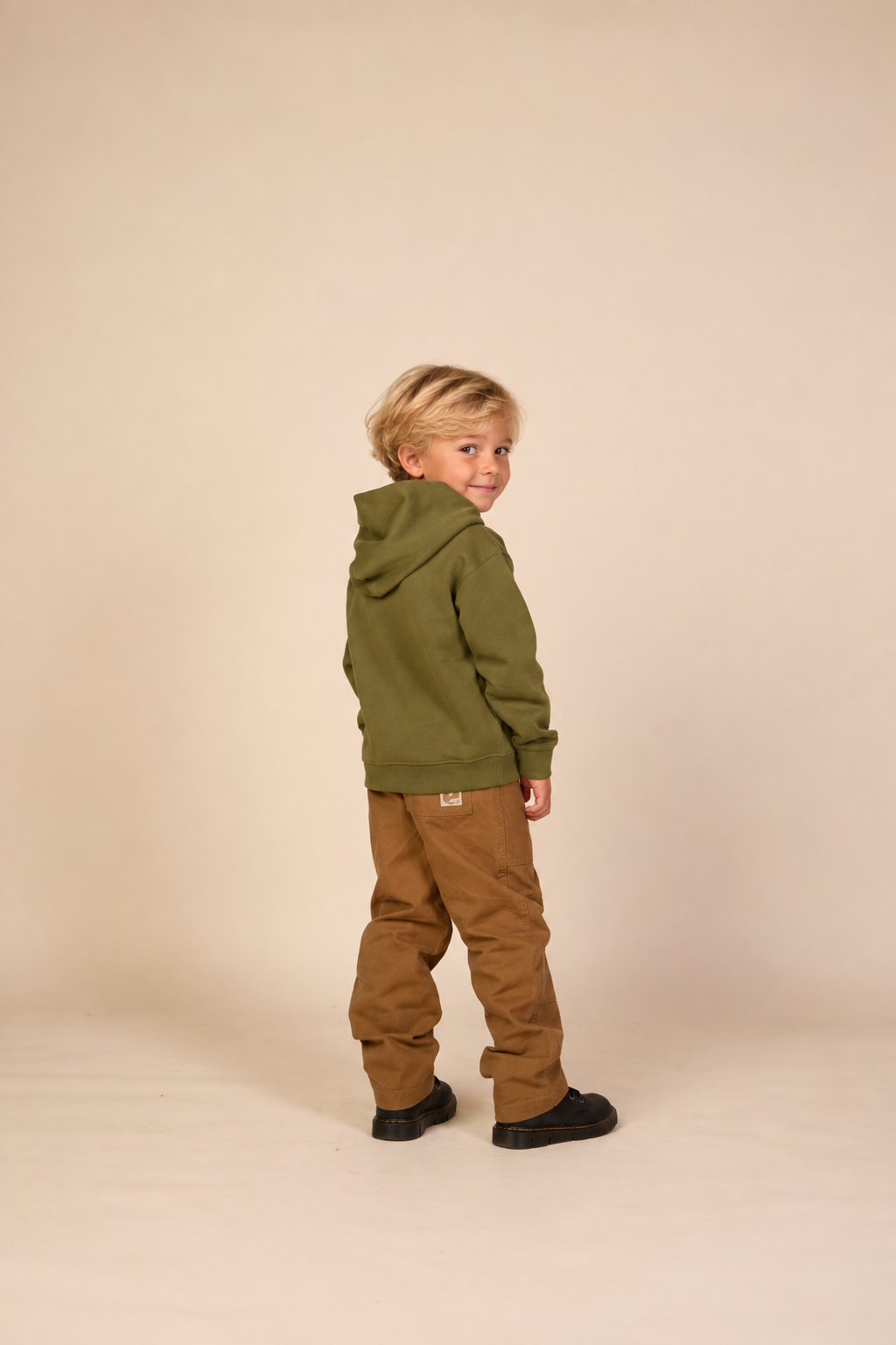 Hoodie med smiley broderi Kids - Moss Green | 101581 Andrew
