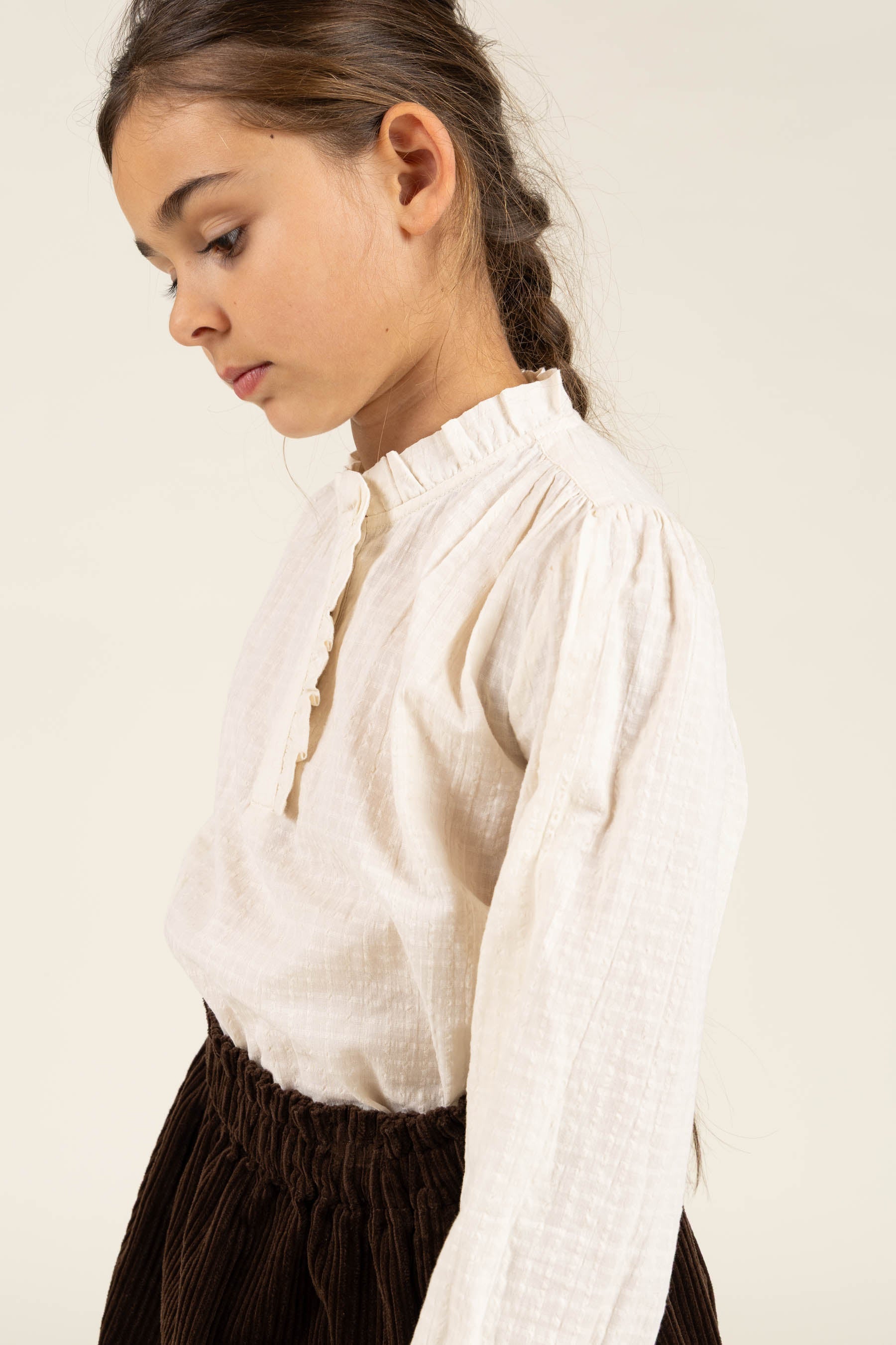 Bomulds-Bluse med stolpelukning - Tween - Off White | 100880 Claire