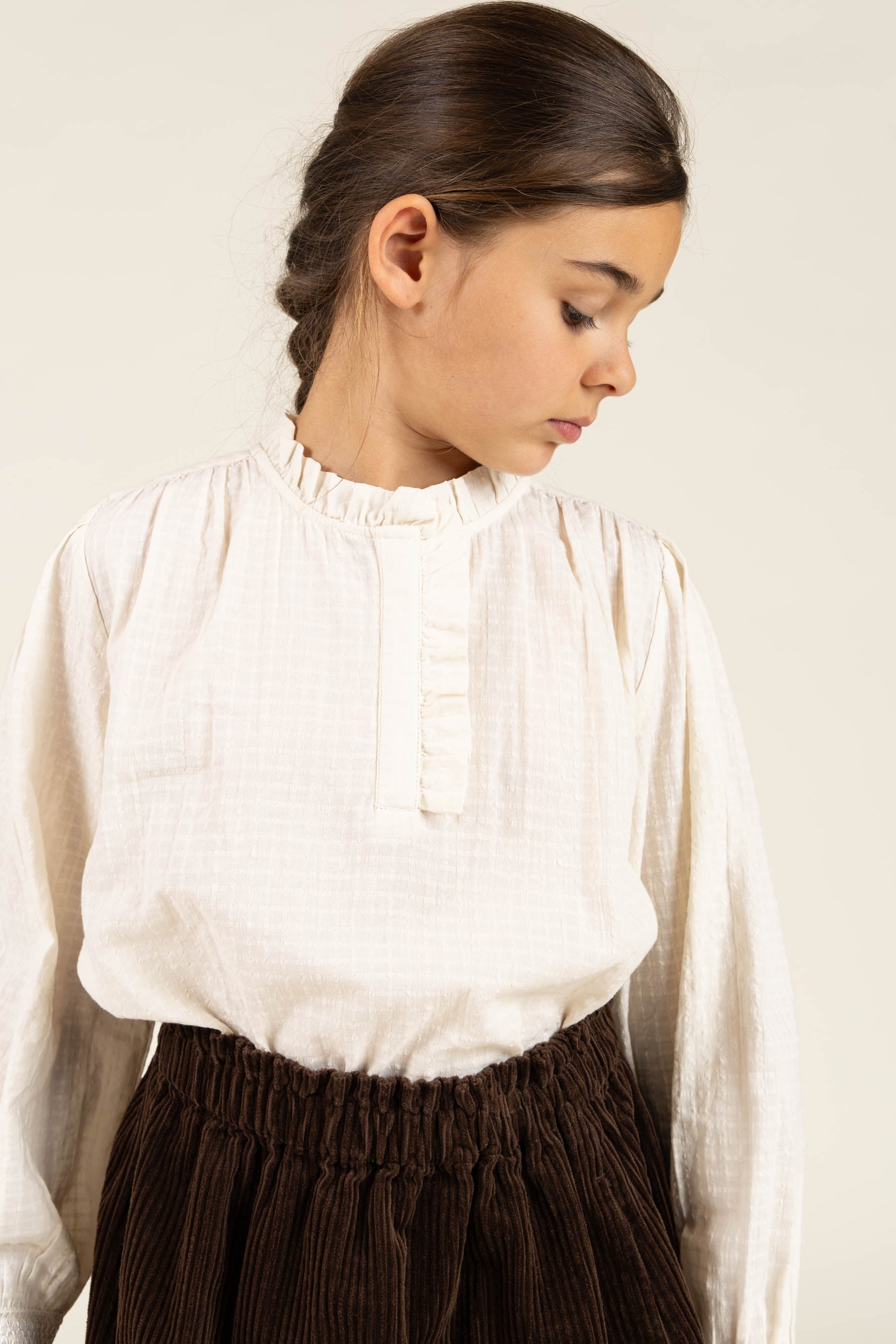 Bomulds-Bluse med stolpelukning - Tween - Off White | 100880 Claire