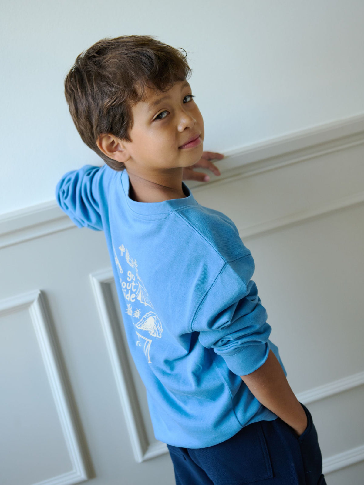 Langærmet T-shirt med rygprint Tween - Dusty Blue | 101708 Weston