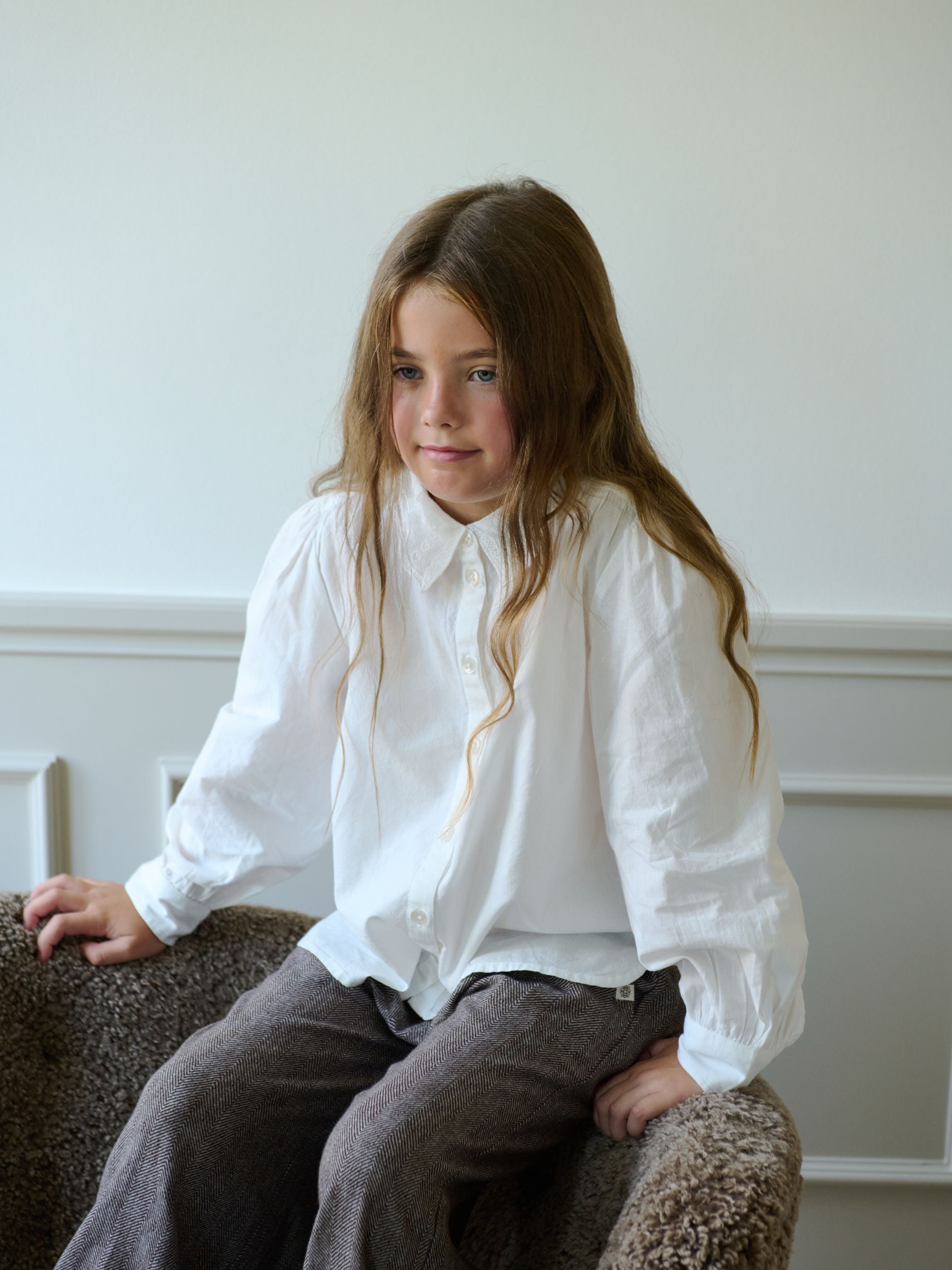 Bomuldsbukser med sildebensmønster Tween - Dark Brown | 101522 Susse