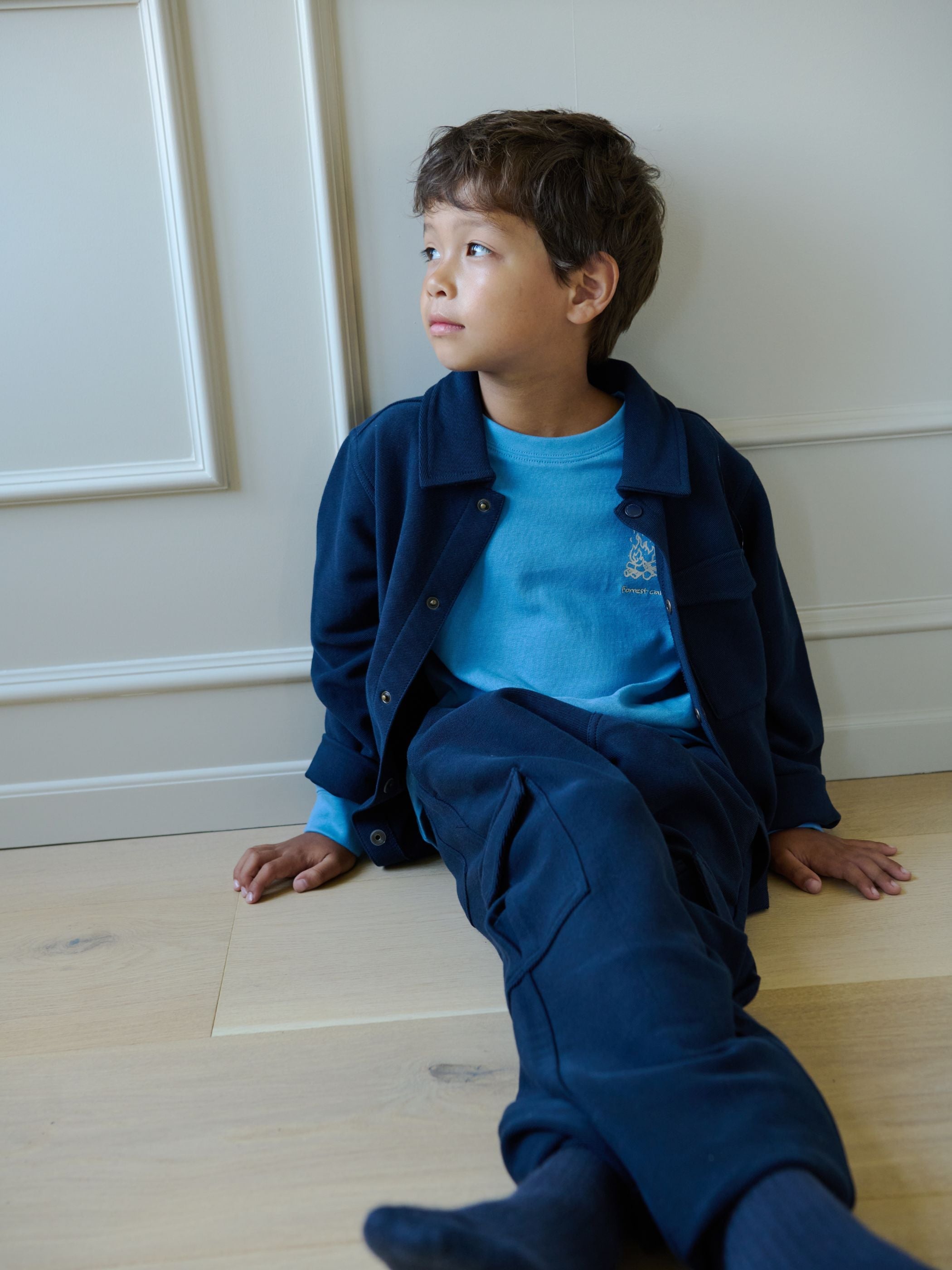 Cargo-joggingbukser i struktureret sweatkvalitet Tween - Navy | 101511 Wilder